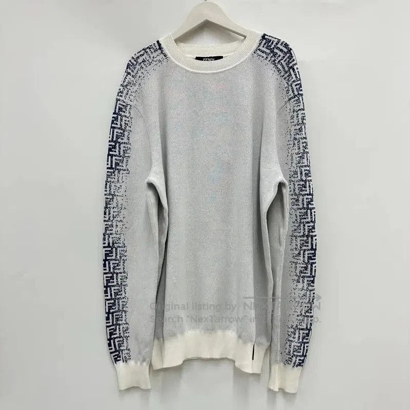 Fendi Fendi XL White Long Sleeve Knit Sweater . Size US XL / EU 56 / 4 - 2 Thumbnail