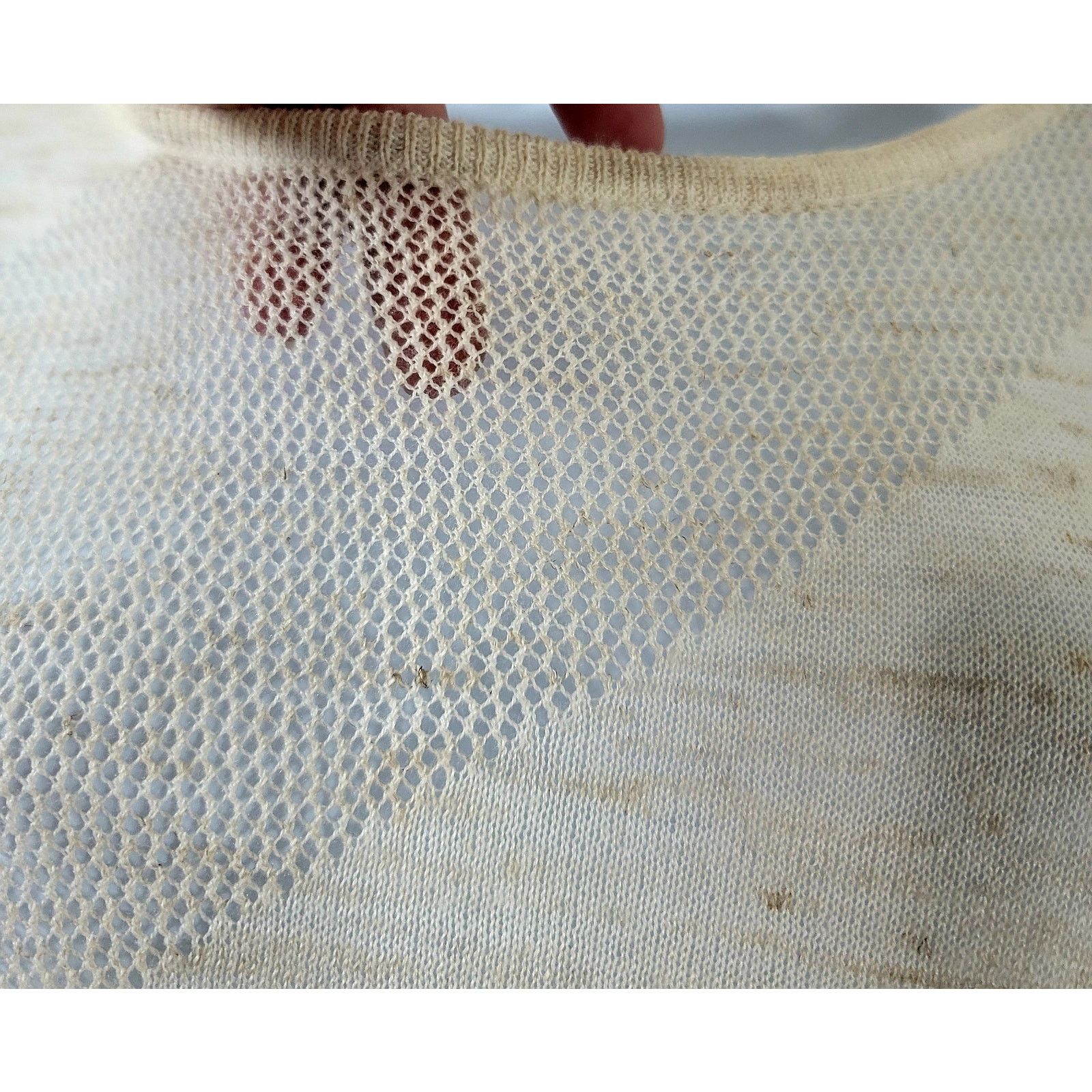 Other Cato Cream Marled Open Knit Hi Low Top Small Drop Shoulder Size S / US 4 / IT 40 - 6 Thumbnail