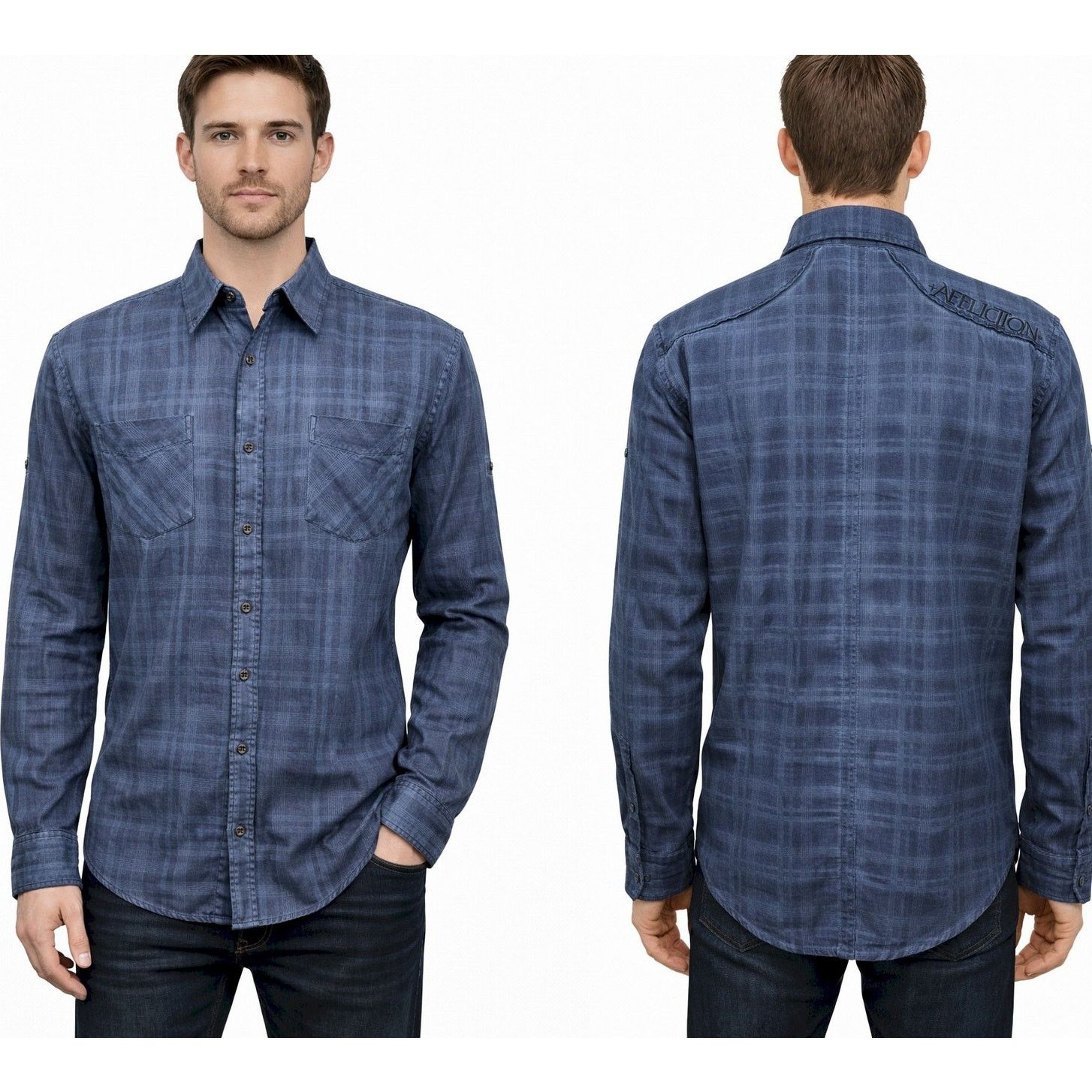 Affliction Affliction Black Premium Shirt Plaid Roll tab Sleeve 2Pocket Size US L / EU 52-54 / 3 - 1 Thumbnail