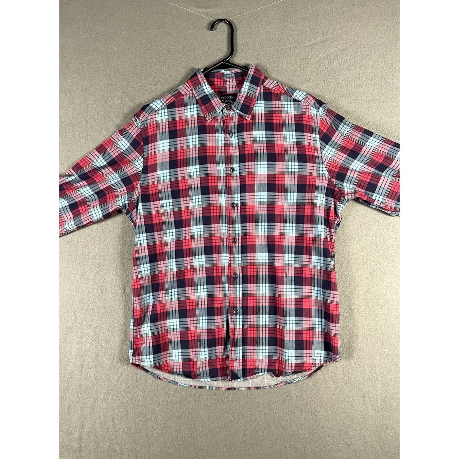 UNTUCKit UNTUCKit Shirt Mens M Red Plaid Cotton Long Sleeve Button-Up Regular Fit Button-Up Shirt Size US M / EU 48-50 / 2 - 7 Thumbnail