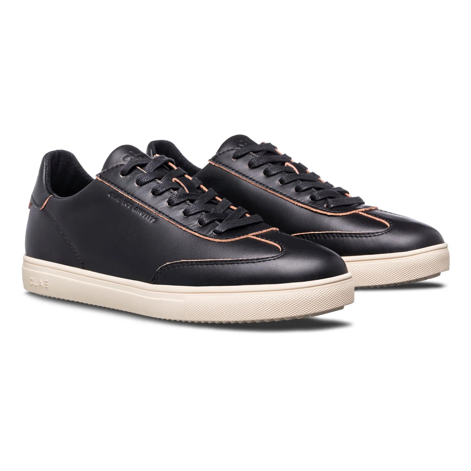 image of Clae Deane Shoes Black Leather Raw Edge Size 11, Men's