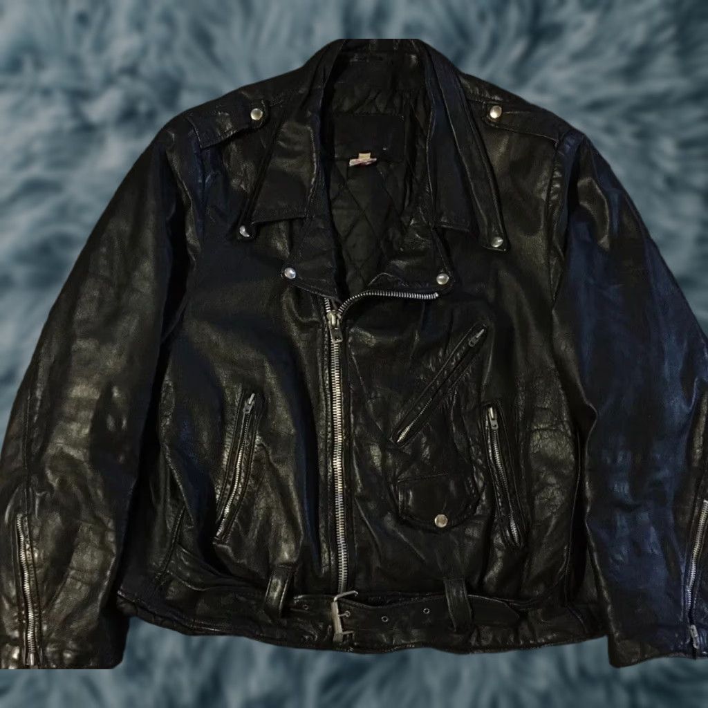 Vintage VINTAGE Cafe Racer Leather Motorcycle Jacket 48 Mens Black Scovill Zipper 60s 70s Bomber Grunge Punk USA USA Size US M / EU 48-50 / 2 - 1 Thumbnail