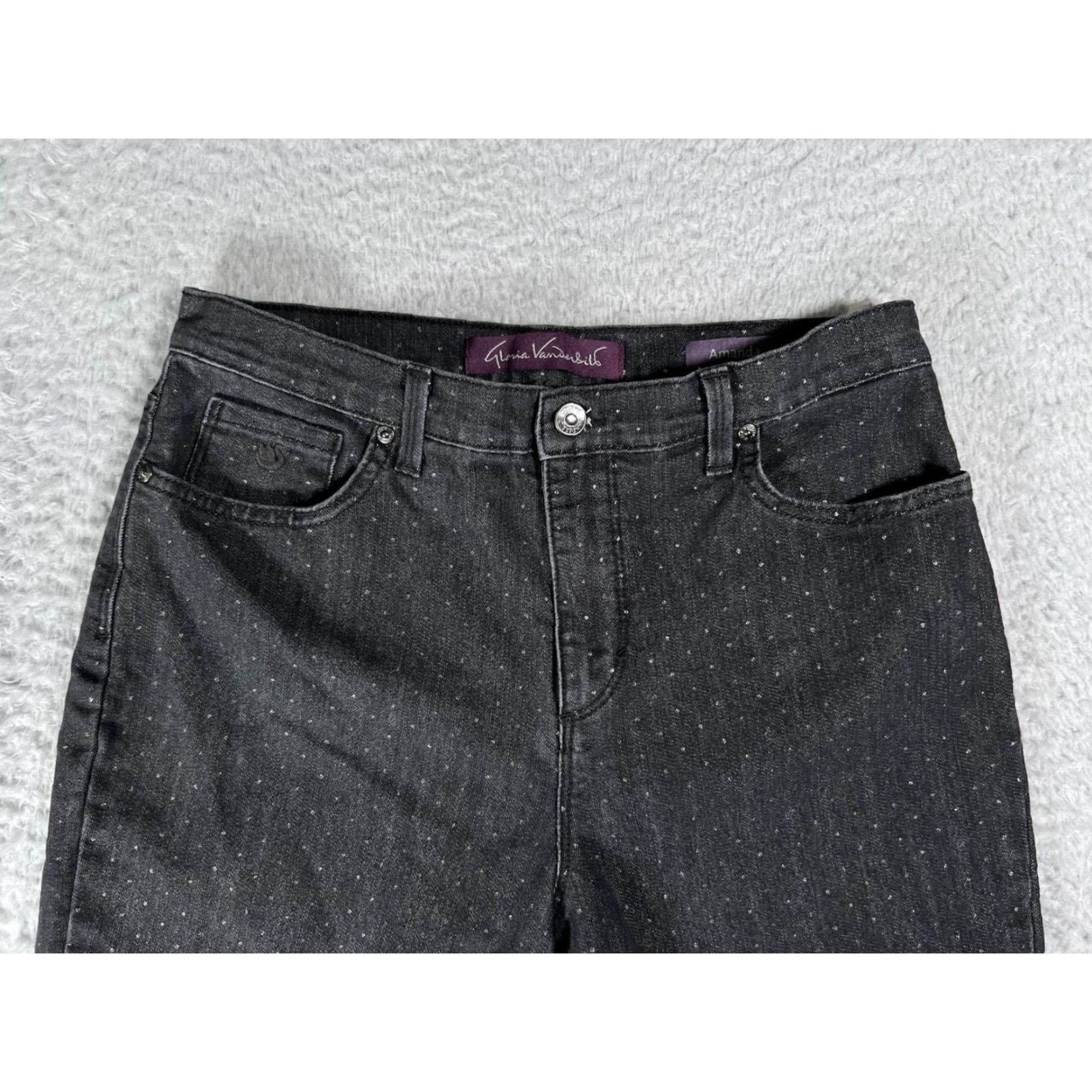 Gloria Vanderbilt Gloria Vanderbilt Amanda Jeans Women 8 Black Polka Dot 5-Pocket High Rise Regular Fit Straight Denim Size 30" / US 8 / IT 44 - 5 Thumbnail