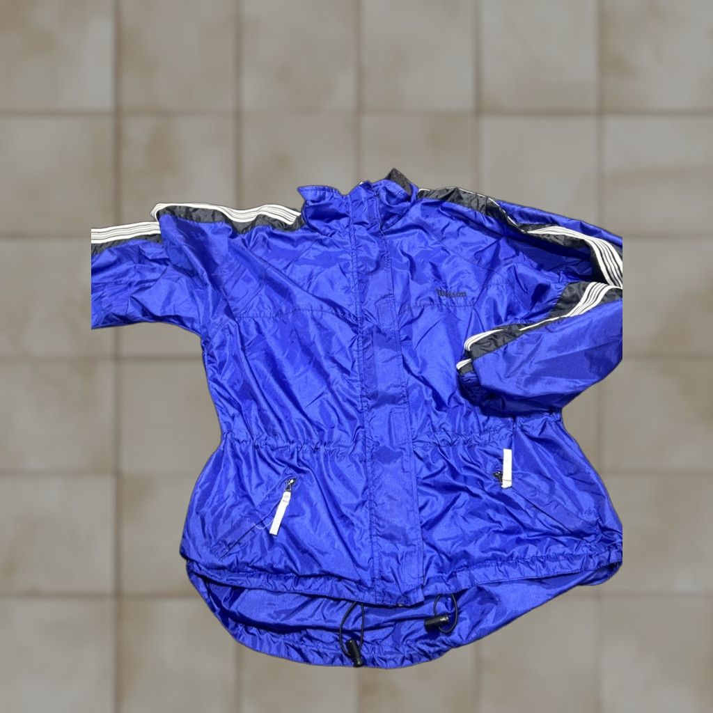 Wilson VINTAGE Wilson Windbreaker Jacket Women M Blue Sleeve Stripe Lightweight Polo Sports 80s 90s Outdoor Unisex Adults ZIP Size M / US 6-8 / IT 42-44 - 1 Thumbnail