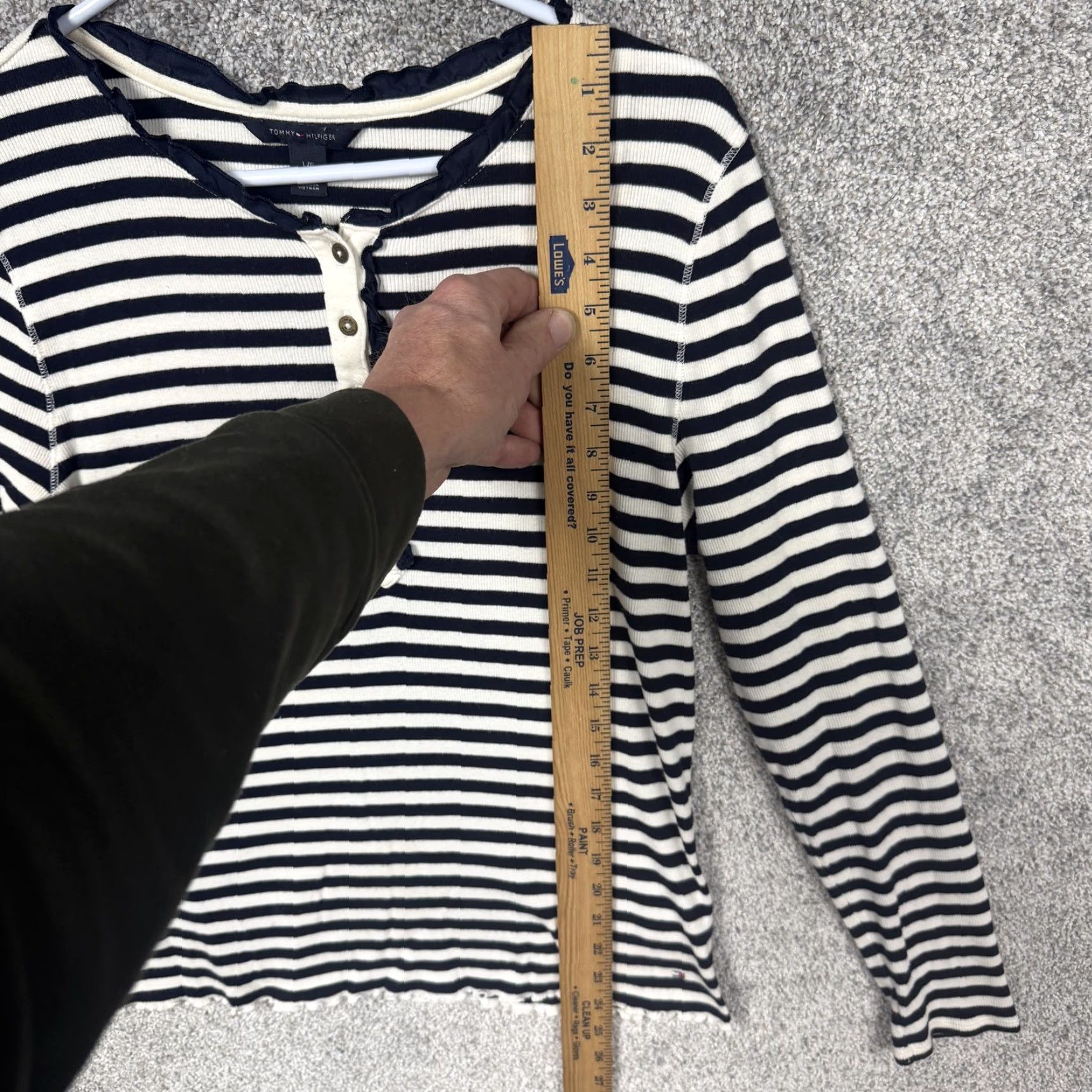 Tommy Hilfiger Tommy Hilfiger Shirt Womens L Blue White Stripe Henley Ribbed Old Money Coquette Size L / US 10 / IT 46 - 2 Thumbnail