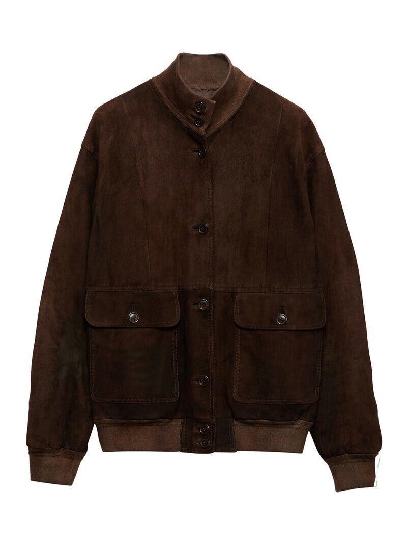 Prada PRADA $7600 Dark Brown Suede Jacket New & Authentic Size ONE SIZE - 1 Preview