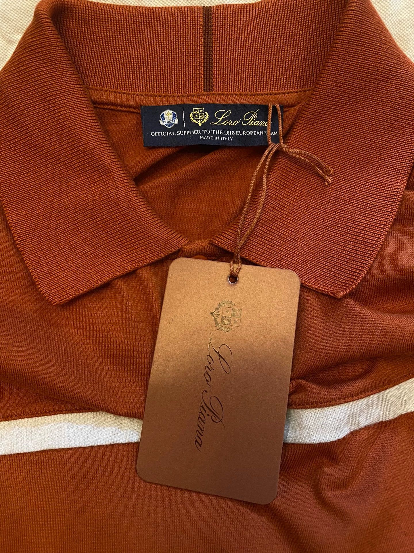 Loro Piana LORO PIANA Men's S Orange Knit Polo Shirt Size US S / EU 44-46 / 1 - 5 Thumbnail