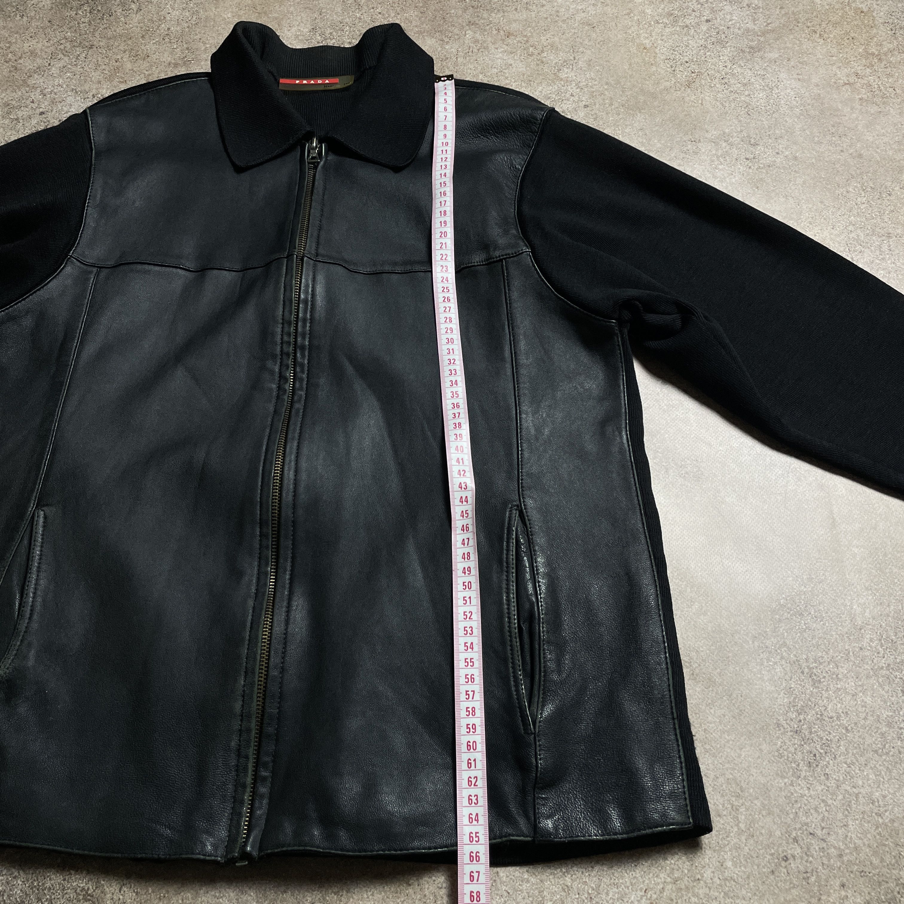 Prada 🚩 PRADA Red Tab Vintage 90s Leather Jacket Black Men Bomber Size US L / EU 52-54 / 3 - 12 Thumbnail