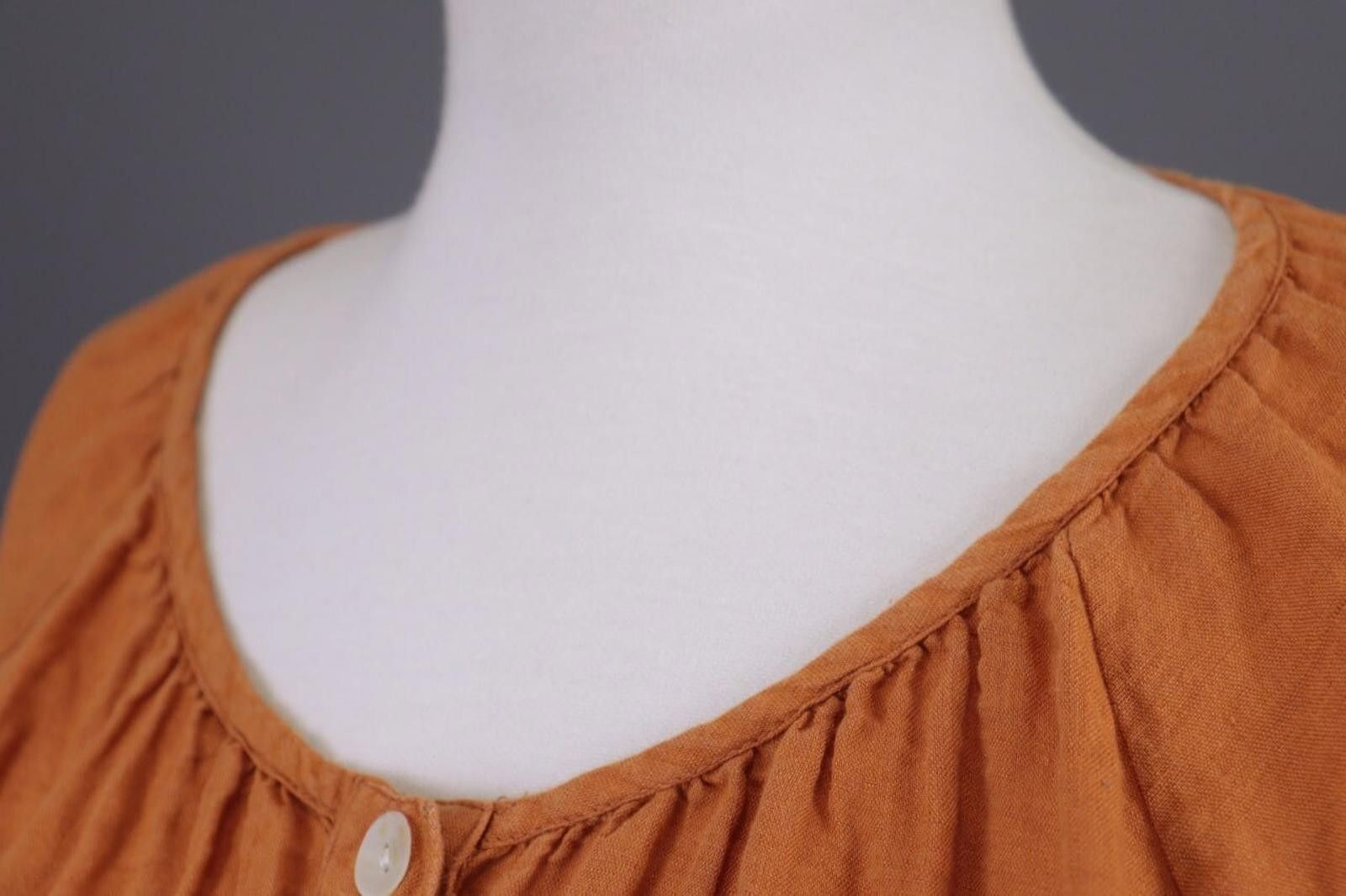 Designer Gudrun Sjoden Orange Linen Relaxed Blouse Shirt Size L Size L / US 10 / IT 46 - 9 Thumbnail