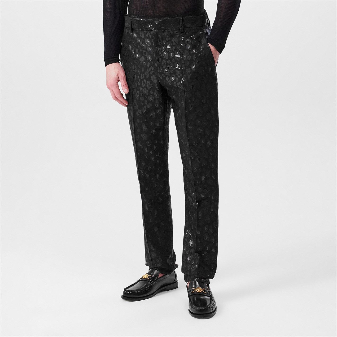 Versace o1g2r1mq0526 Leopard-Print Trousers in Black Size US 34 / EU 50 - 3 Thumbnail