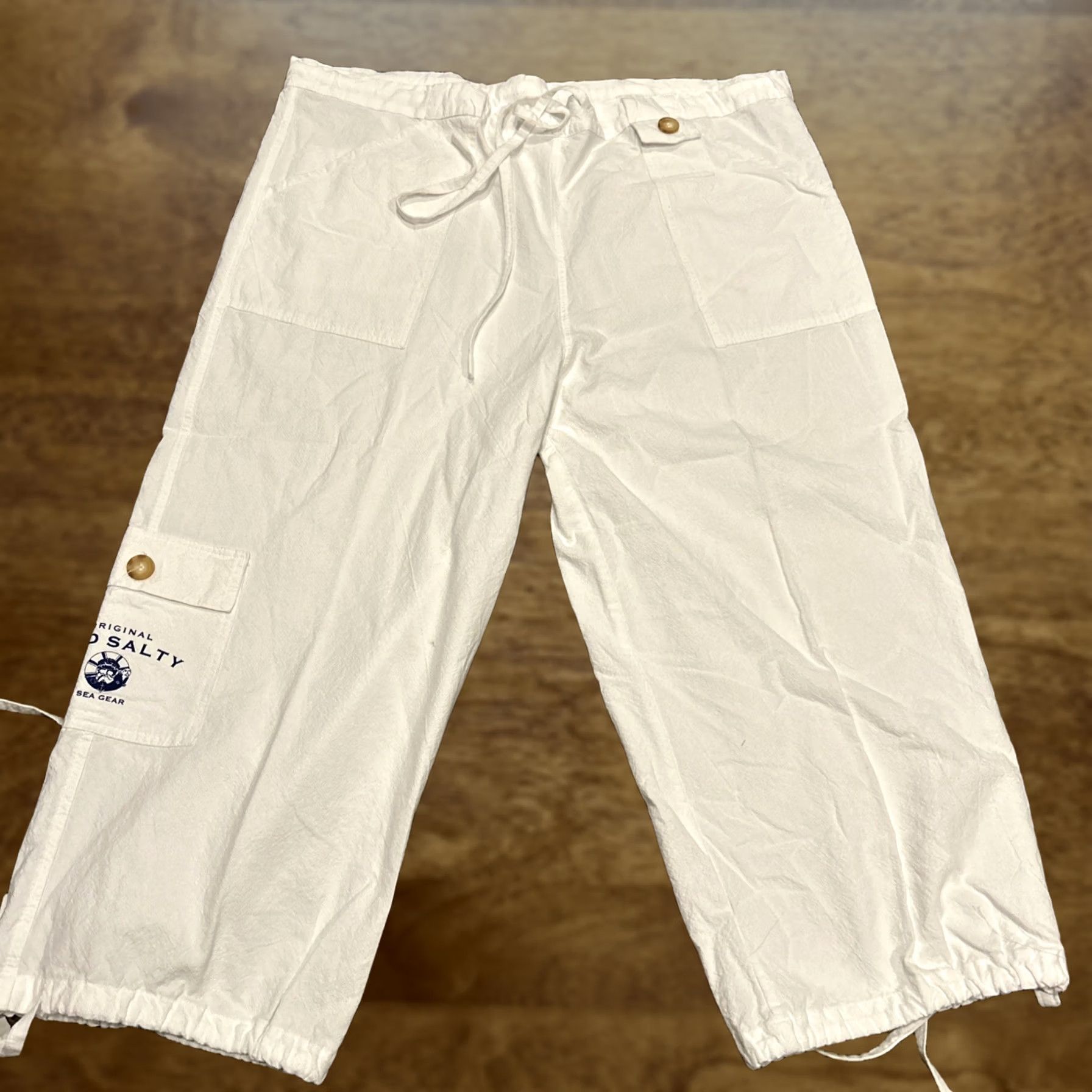 Vintage VINTAGE Old Salty White Capris Drawstring Lightweight Sea Gear B17 Adult L Size ONE SIZE - 1 Thumbnail