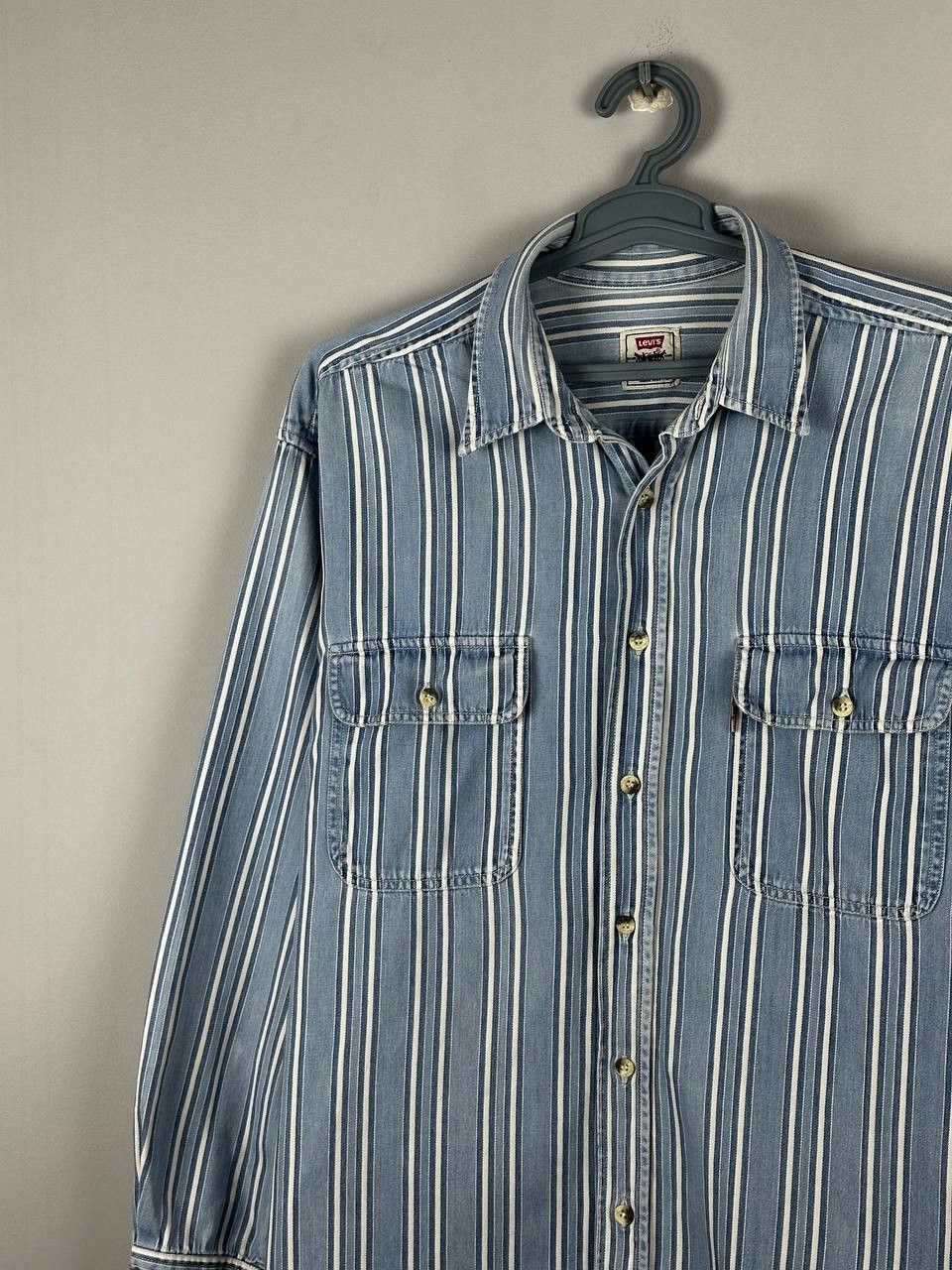 Levi's Vintage Clothing Rare 90s Striped Levi’s Vintage Denim Shirt Long Sleeve Size US L / EU 52-54 / 3 - 3 Thumbnail