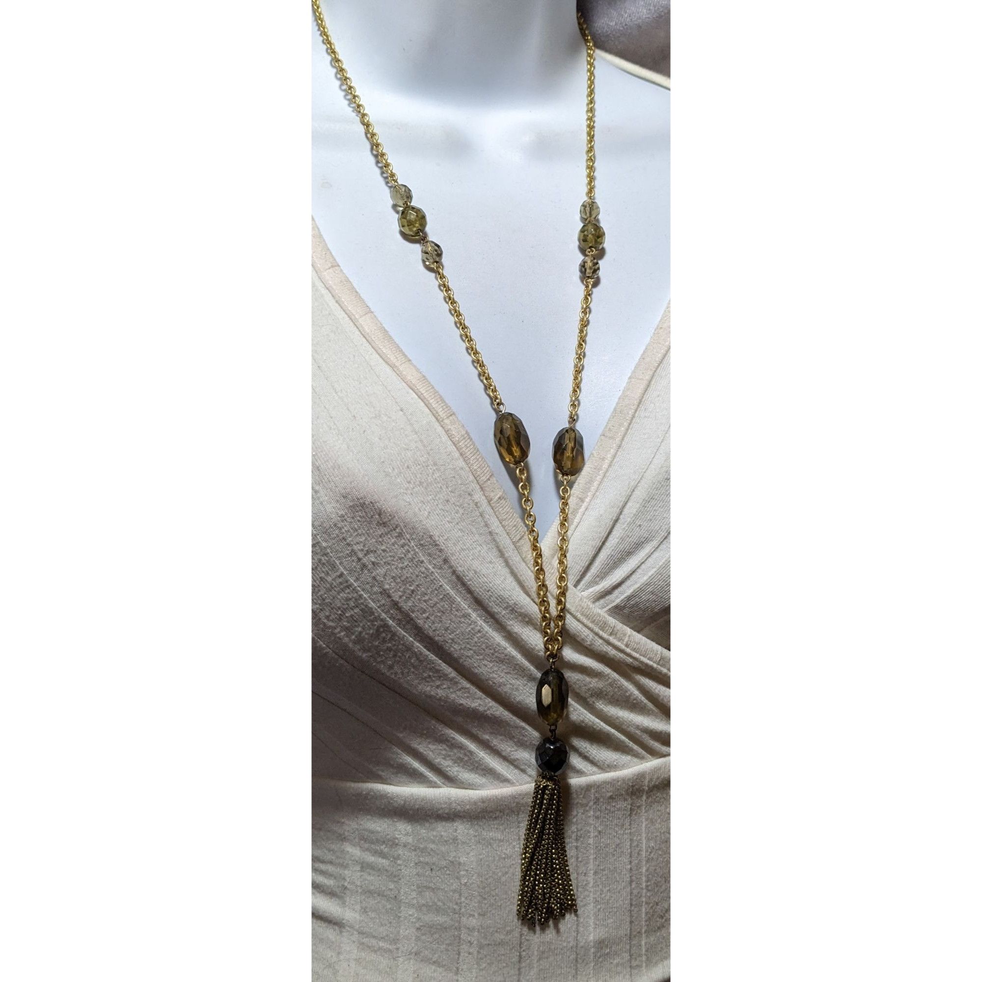 Other Glass Beaded Gold Chain Tassel Necklace Size ONE SIZE - 8 Thumbnail