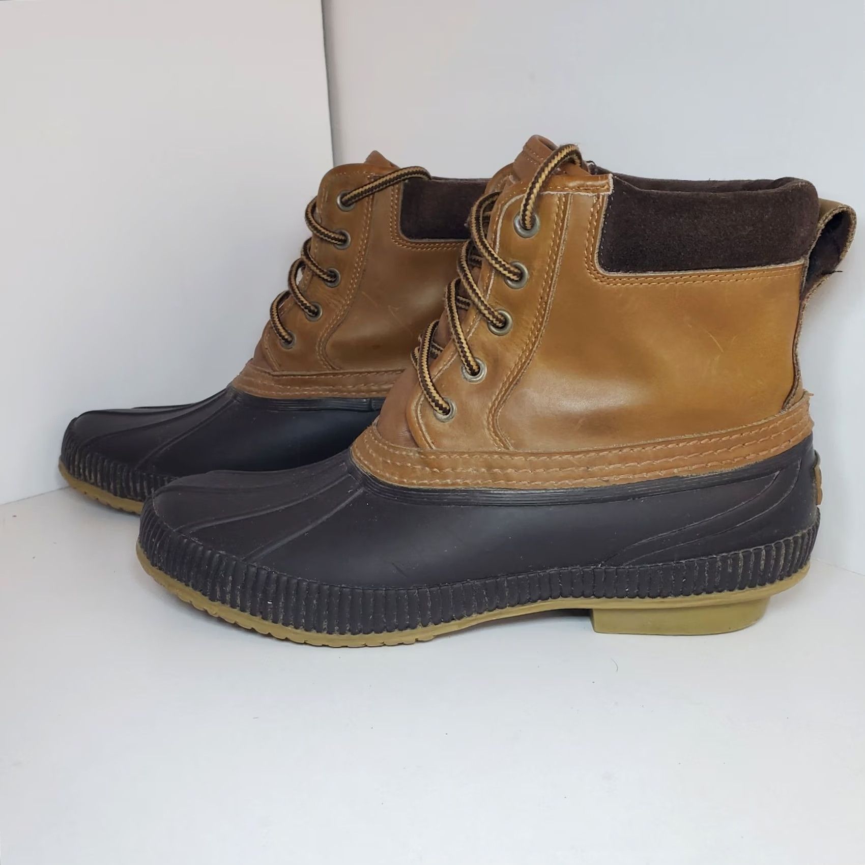 Tommy Hilfiger Tommy Hilfiger TMCHARLIE Mens Sz 9 Tan Leather Lace Up Duck Boots Waterproof Size US 9 / EU 42 - 3 Thumbnail