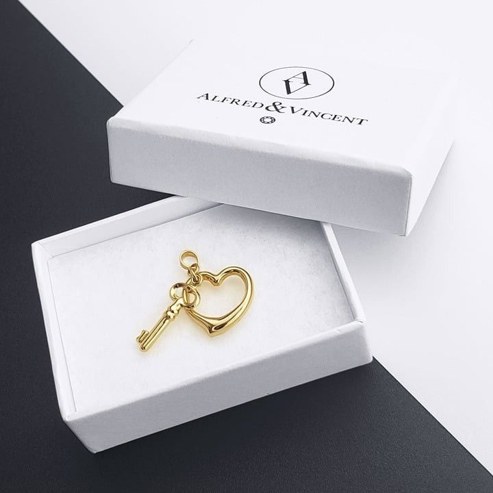 Other Sideways Heart & Skeleton Key Real 14k Yellow Gold Pendant Size ONE SIZE - 1 Thumbnail