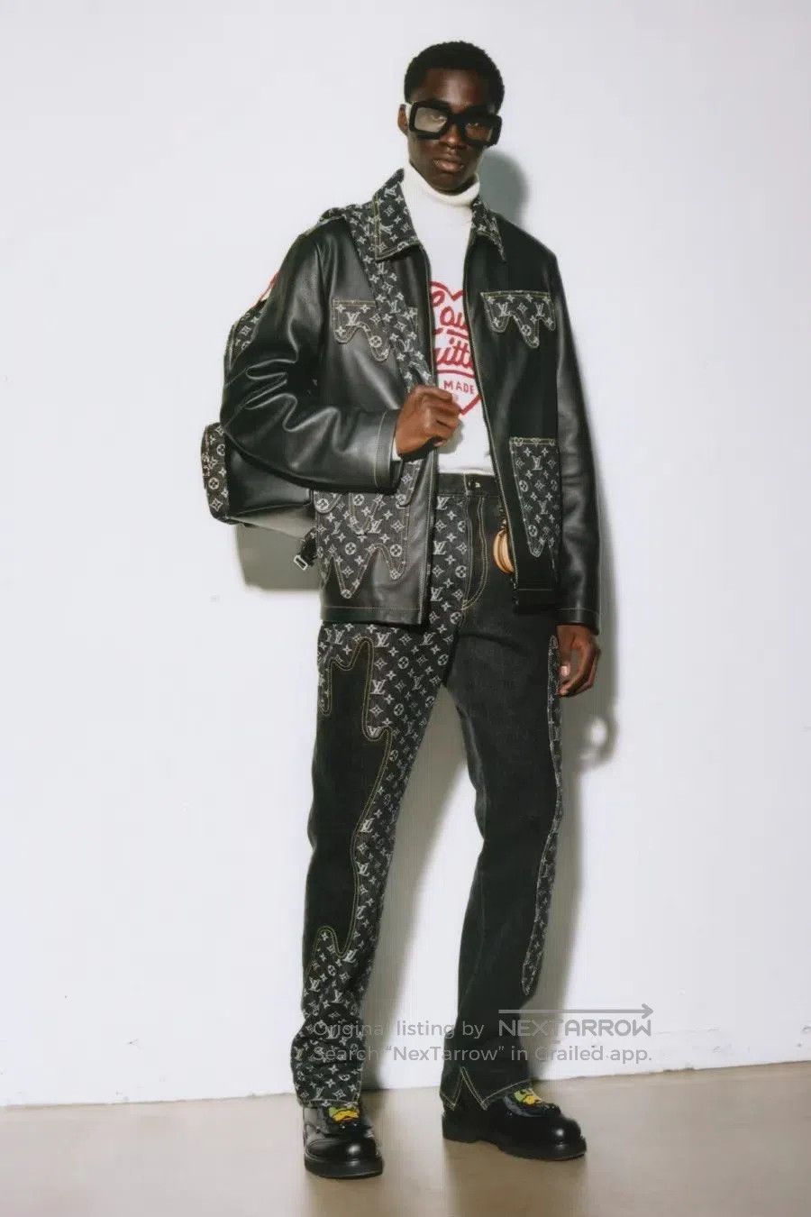 Louis Vuitton Louis Vuitton Black Patchwork Vintage Denim Leather Jacket Size US M / EU 48-50 / 2 - 5 Thumbnail