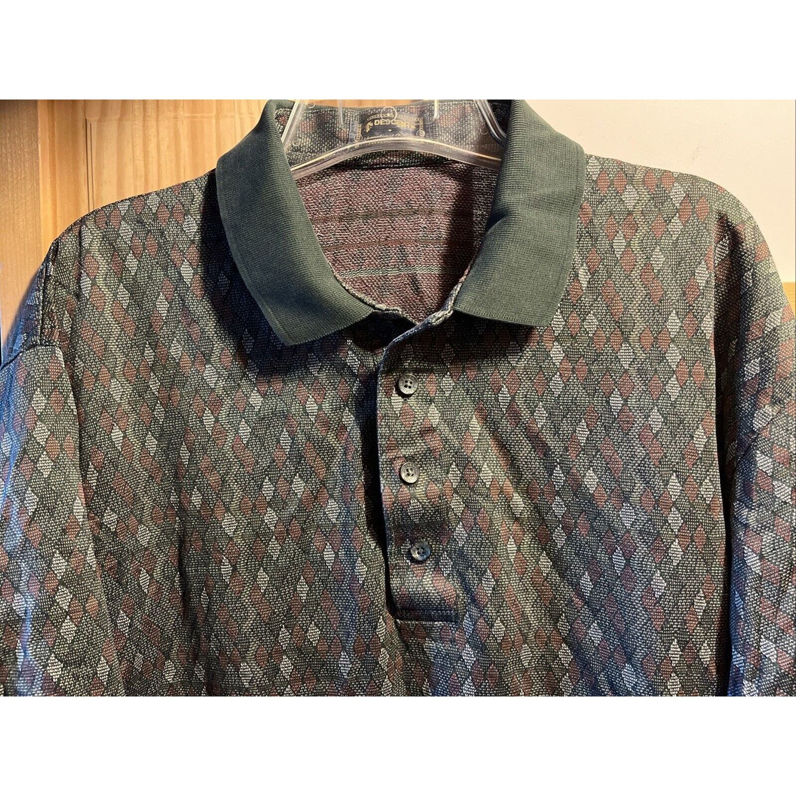 Descente Descente Men’s L Polo Shirt Golf Gray Abstract Geometric SS Size US L / EU 52-54 / 3 - 6 Thumbnail
