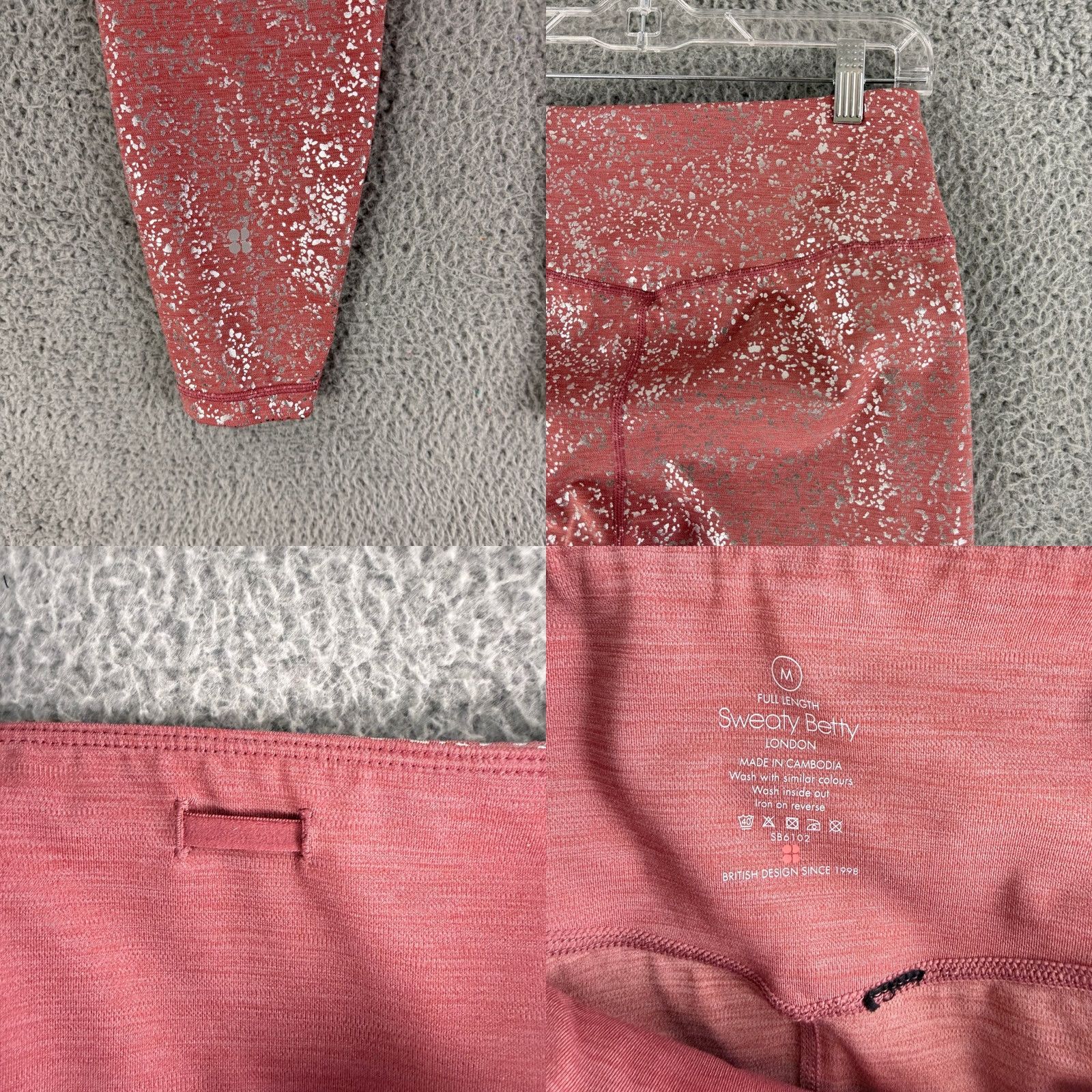 Sweaty Betty Sweaty Betty SB6102 Athletic Leggings Womens M Pink Silver Metallic Foil Size 27" / US 4 / IT 40 - 8 Thumbnail