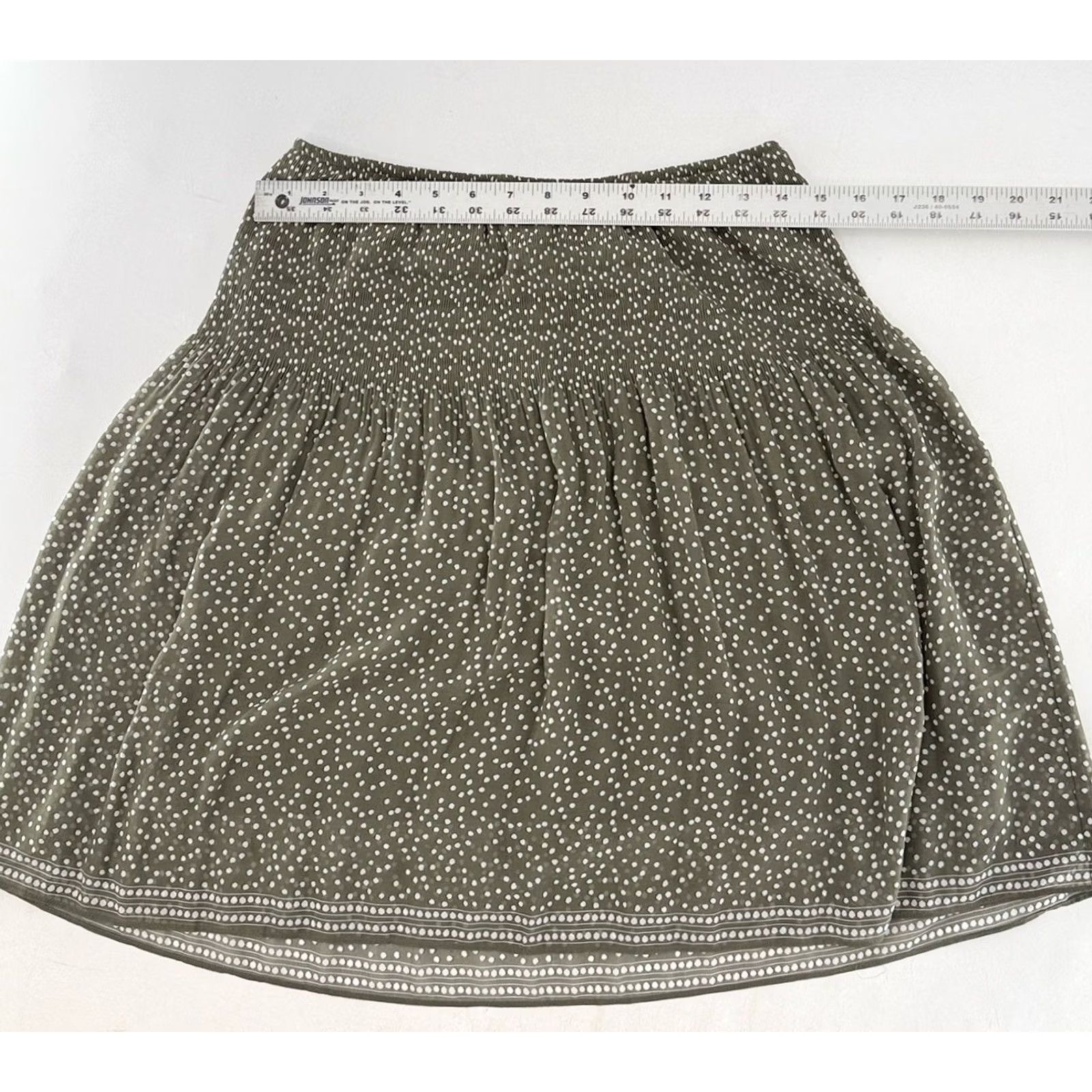 Vintage Max Studio Green & White Polka Dot Lined Short Skirt Sz Sm Boho Pull On Logo NWT Womens Size 28" / US 6 / IT 42 - 7 Thumbnail