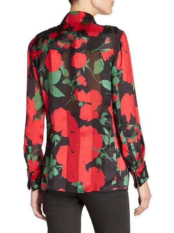 Saint Laurent Paris o1s1wg110924 Shirt in Floral Silk Muslin in Multicolor Size M / US 6-8 / IT 42-44 - 5 Thumbnail