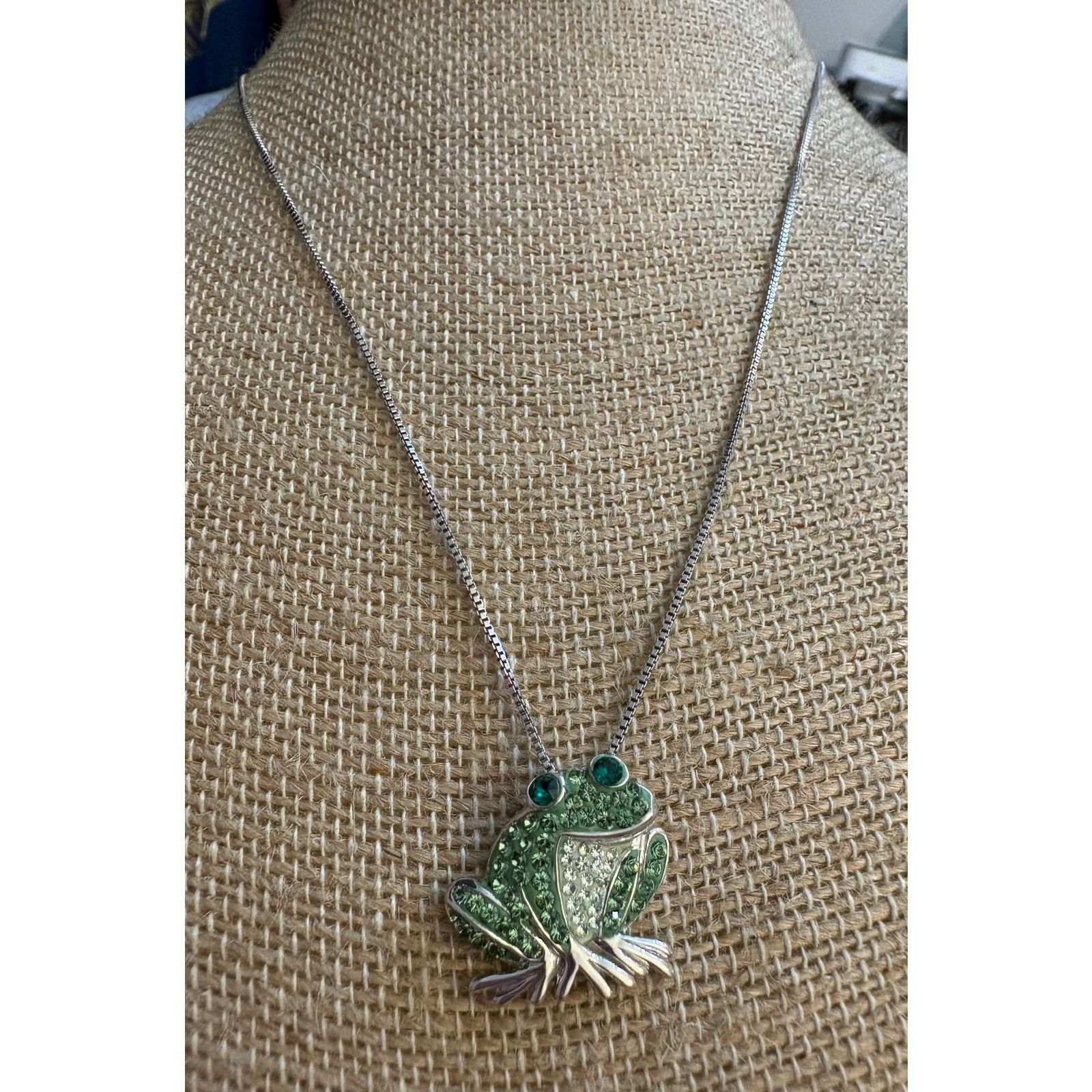 Other Vintage Sterling Silver Frog Necklace 925 Swarovski NWT Size ONE SIZE - 3 Thumbnail