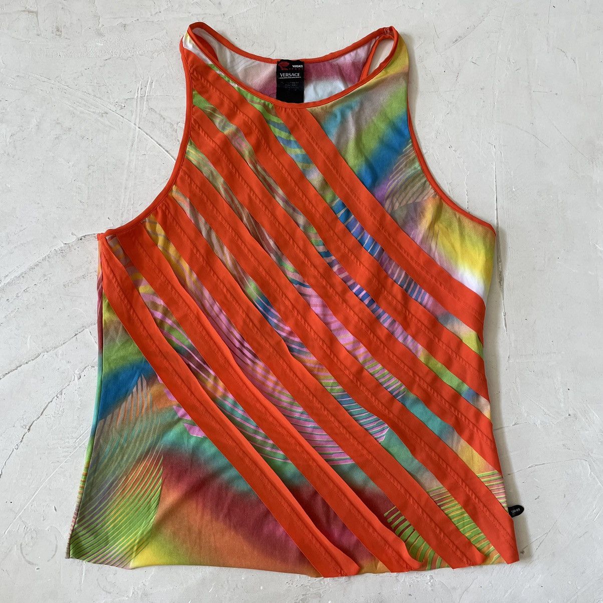 Versace Versace Y2K Retro Diagonal Stripes Tank Top Size XL Size XL / US 12-14 / IT 48-50 - 1 Thumbnail
