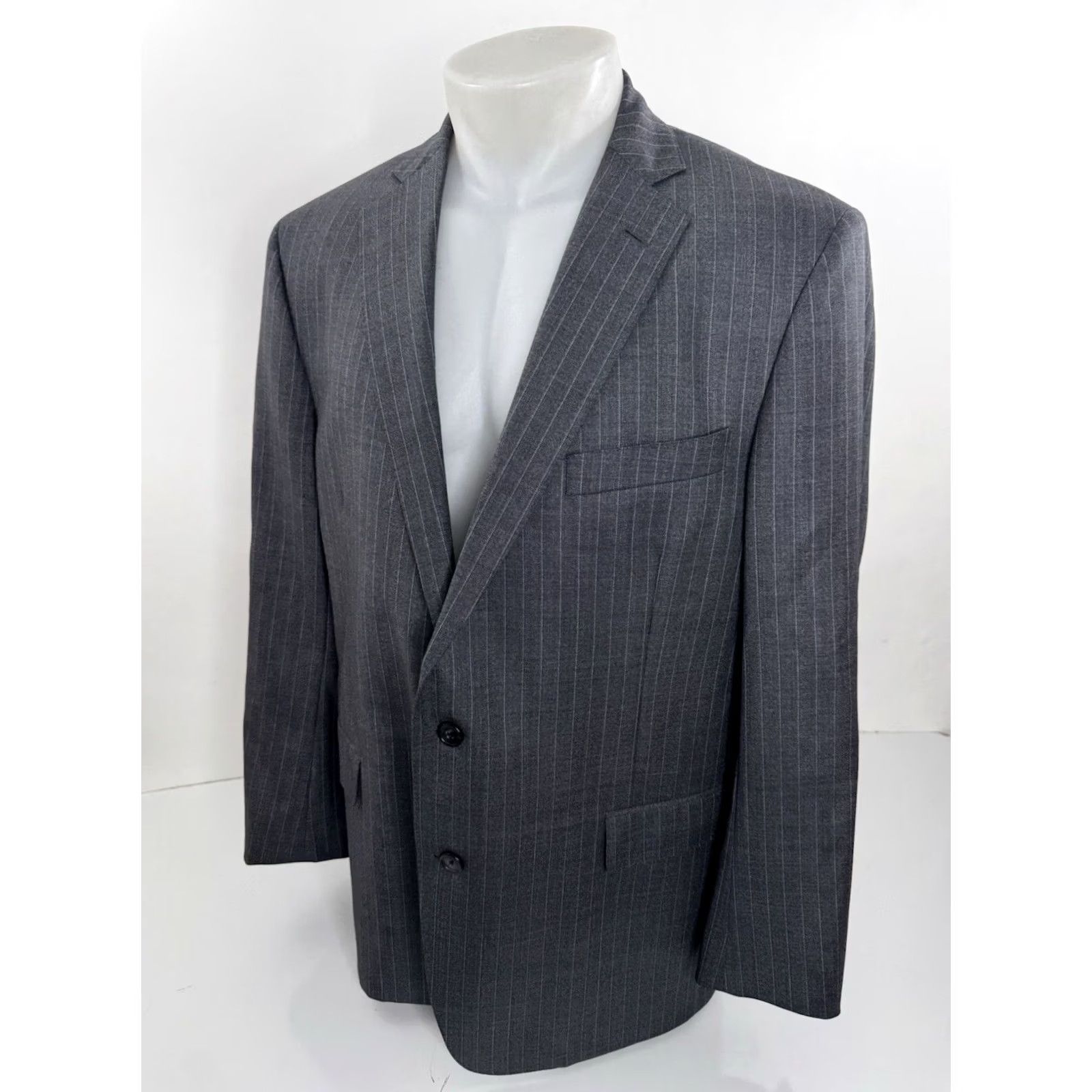Brooks Brothers BROOKS BROTHERS Regent / CANONICO - WOOL Striped Blazer Jacket 44 R Gray / Blue Mens Size 44R - 3 Thumbnail