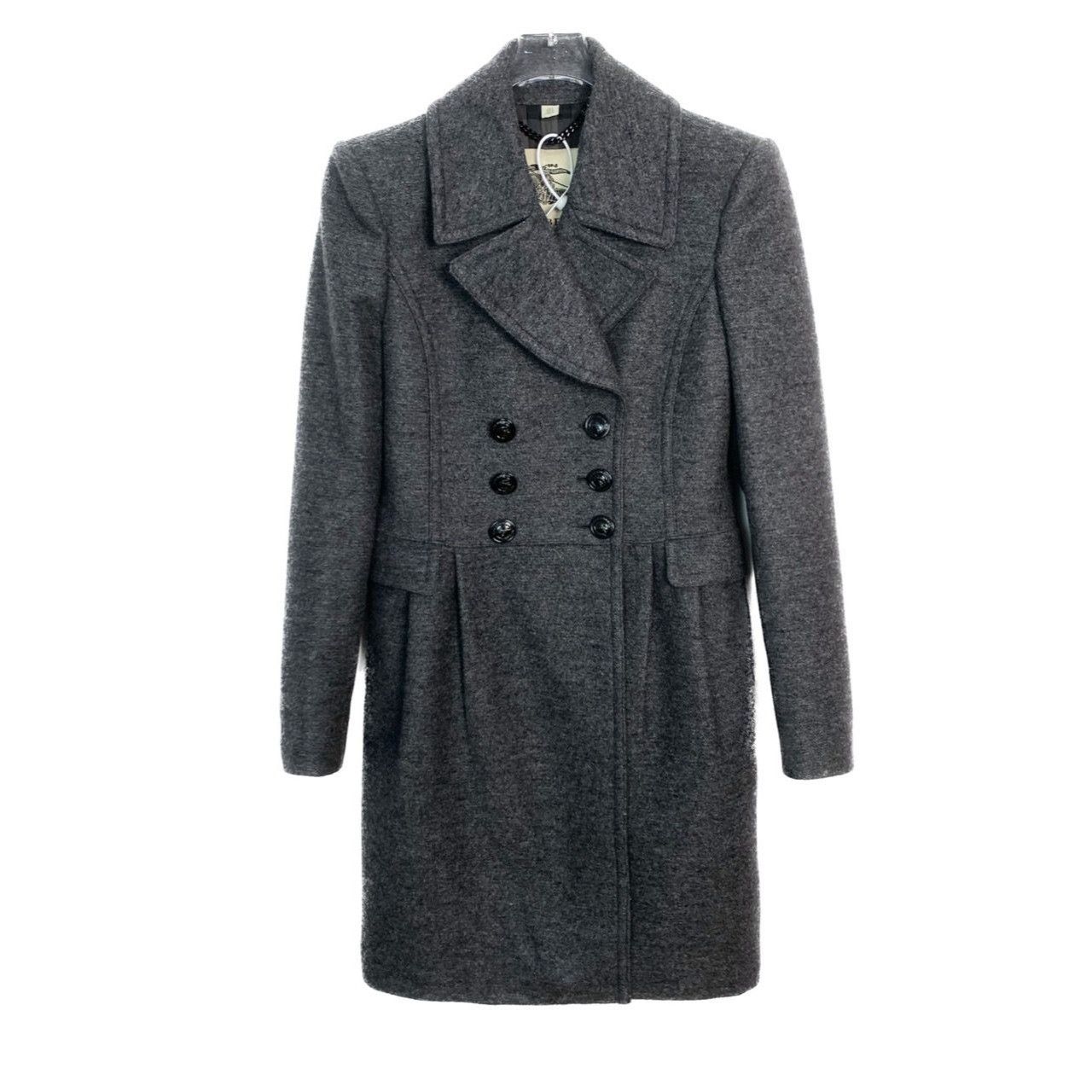 Burberry Burberry Womens Dark Grey Wool Double-Breasted Overcoat Size Size S / US 4 / IT 40 - 1 Thumbnail