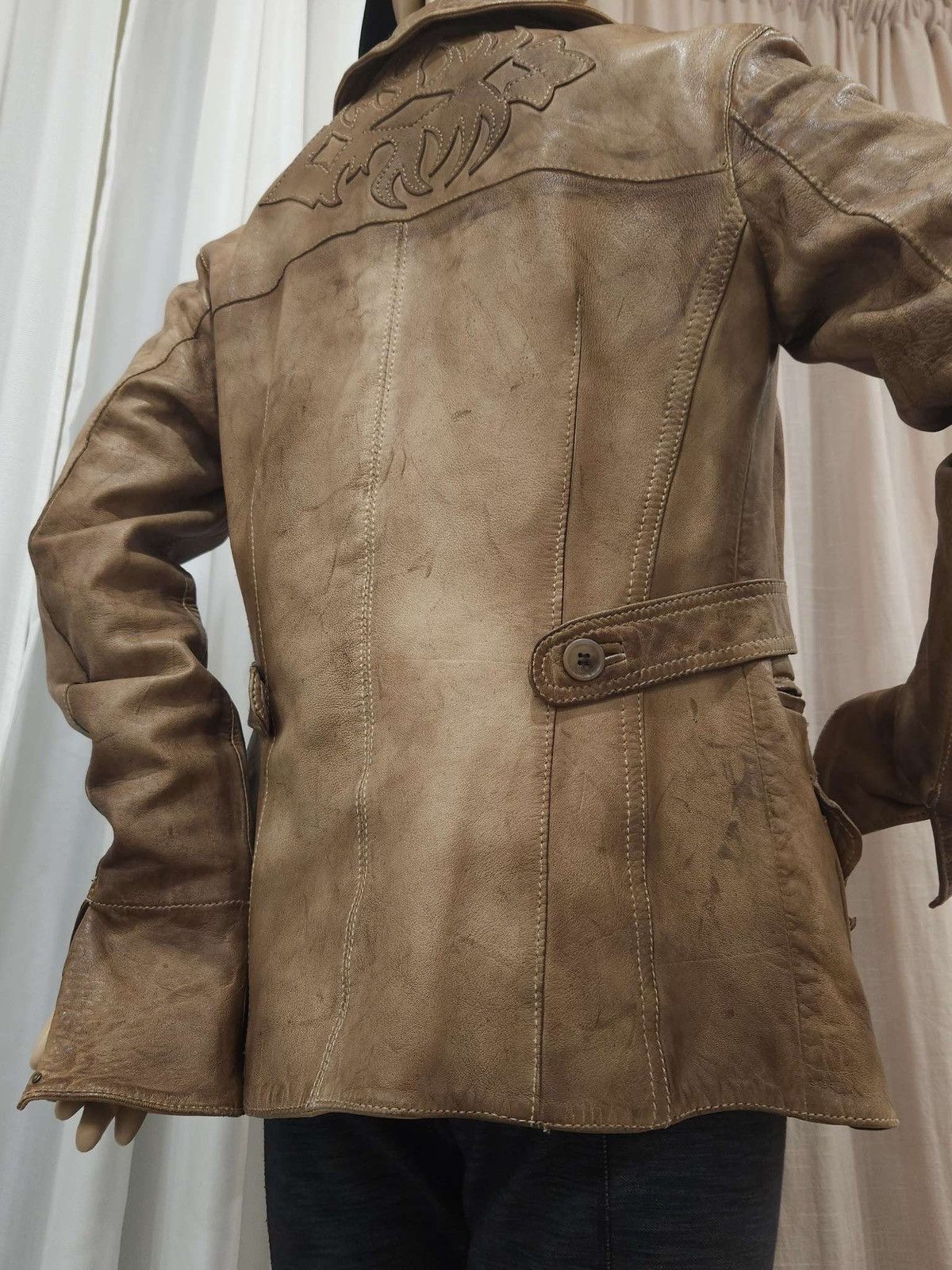 Vintage Super Soft Real Leather Distressed Patina Jacket By Blur Size M / US 6-8 / IT 42-44 - 8 Thumbnail