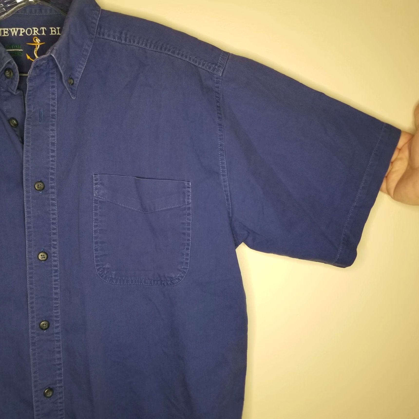 Vintage NEWPORT BLUE Button-Up Shirt Short Sleeve Mens M Blue Size US 31 - 2 Thumbnail