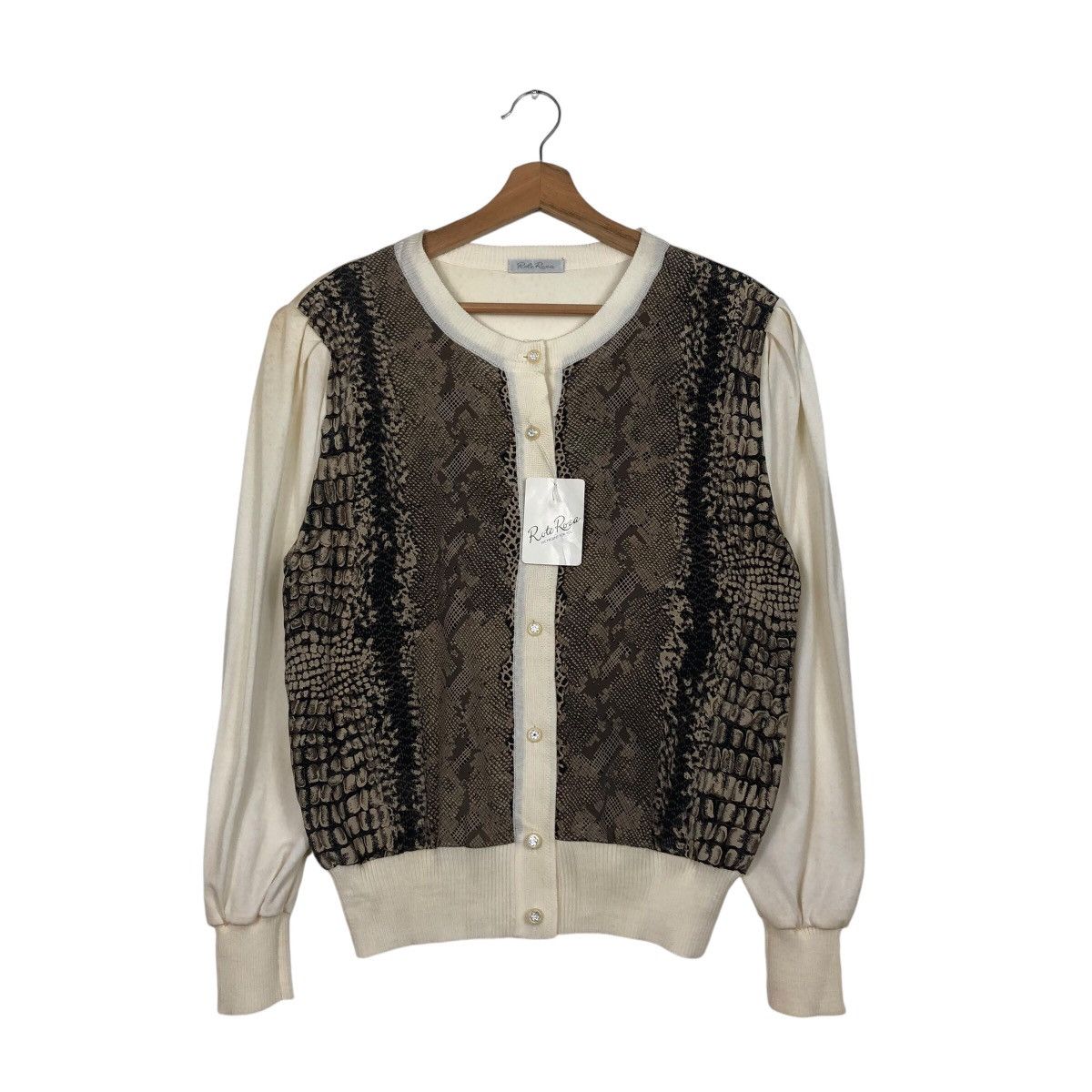 Japanese Brand 📌Vintage Cardigan Button Rote Roza Snake Skin Design Size US M / EU 48-50 / 2 - 2 Thumbnail