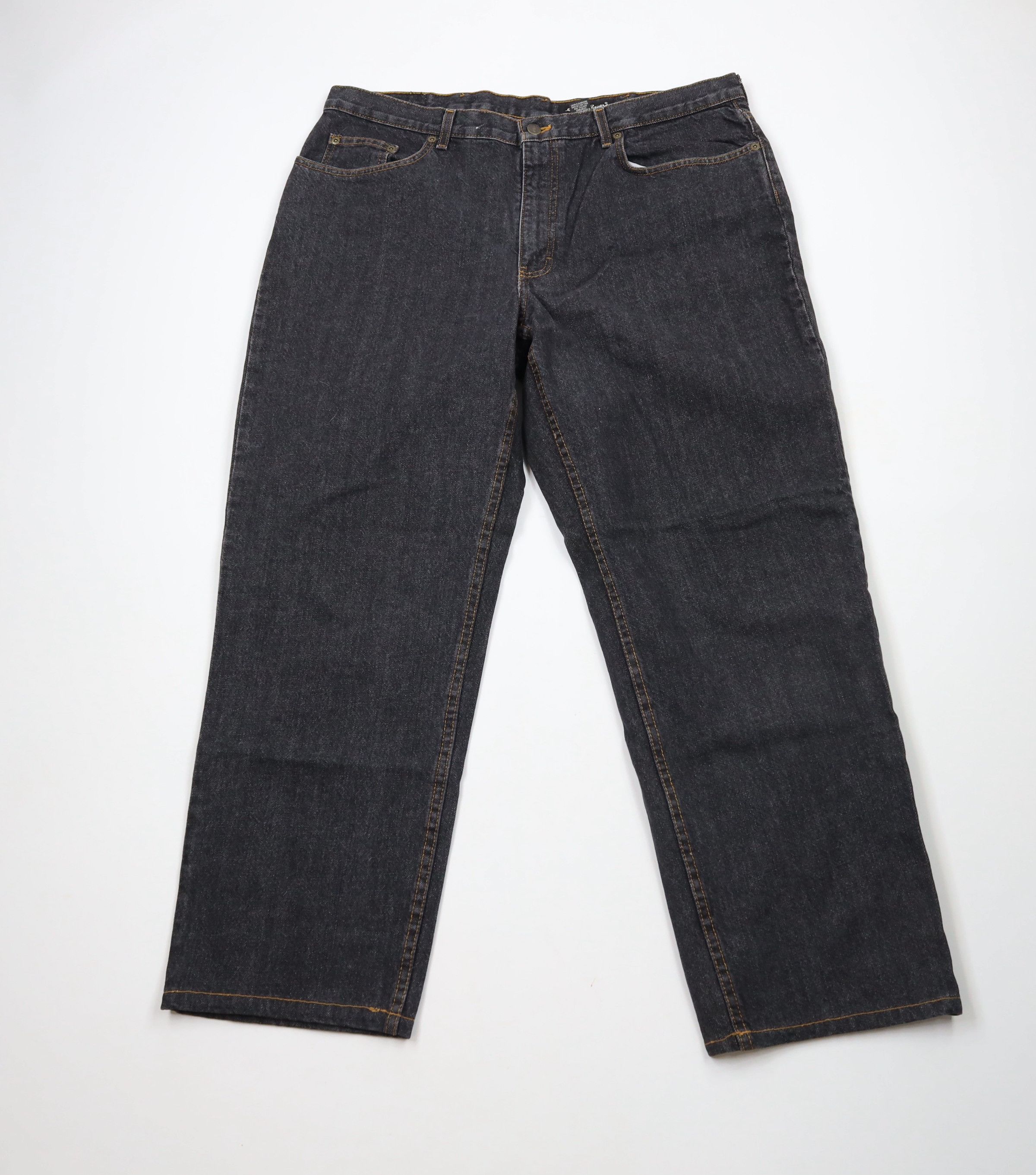 Eddie Bauer × Vintage Vintage 90s Eddie Bauer Loose Fit Wide Leg Denim Jeans Black Size US 38 / EU 54 - 1 Thumbnail