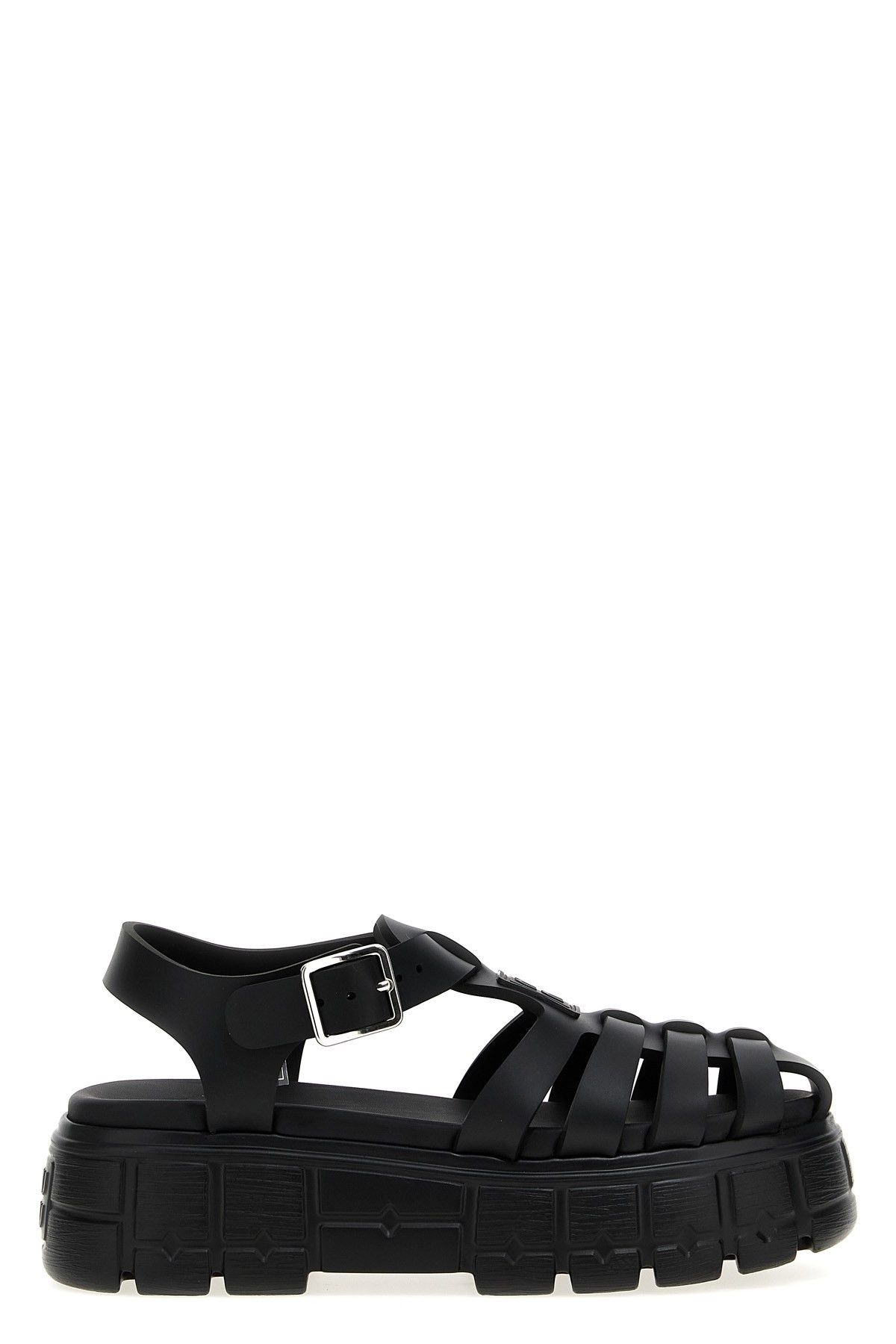 image of Miu Miu 'oversize Soft Cage' Sandals in Black, Women's (Size 9)