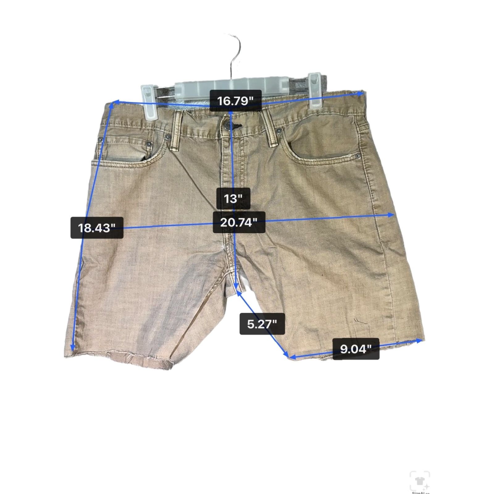 Levi's Levi's Bermuda Shorts Mens 34 Beige Denim 5-Pocket Zip Fly Raw Hem 514 Inseam 5 in Regular Fit Casual Summer Summer Mens Size US 34 / EU 50 - 5 Thumbnail