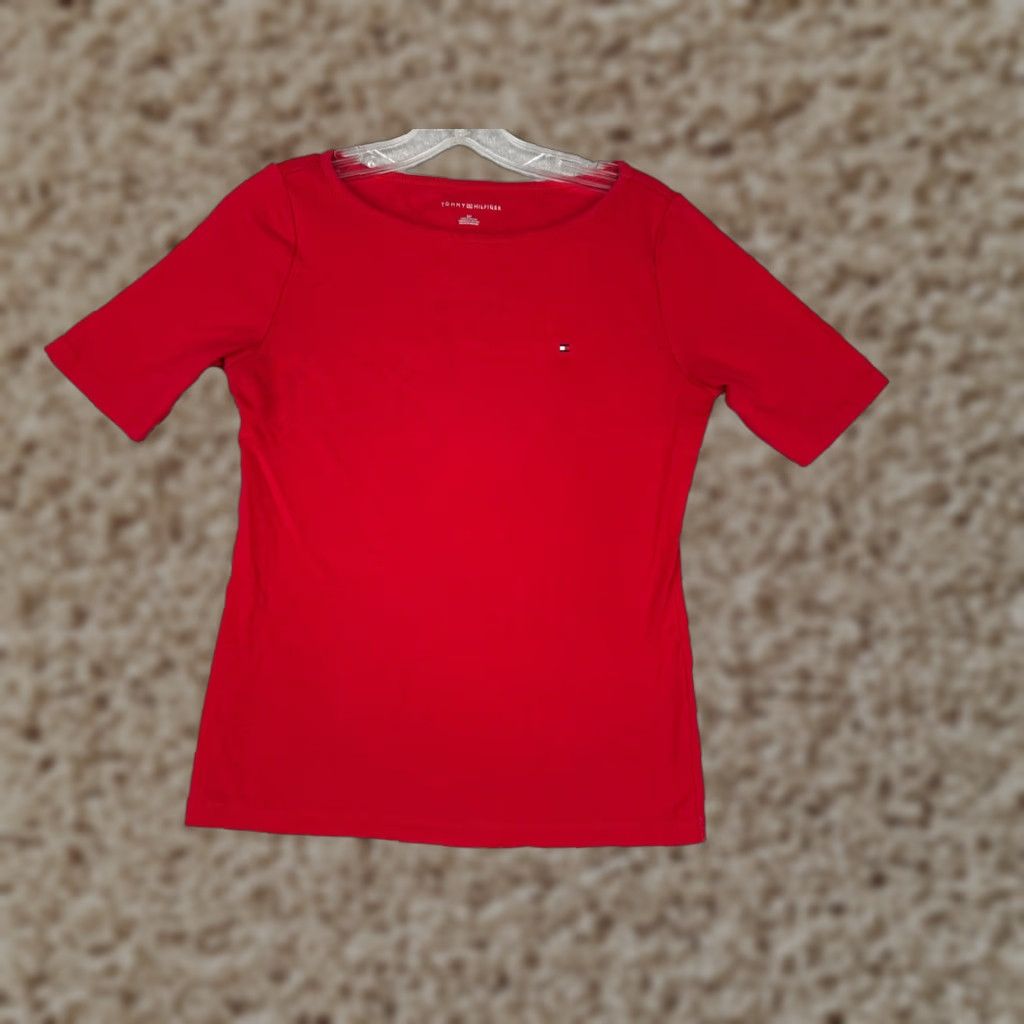 Ralph Lauren Lauren Ralph Lauren Shirt Women Small Red Cotton Jersey Casual Short Sleeve Sports Size S / US 4 / IT 40 - 1 Thumbnail