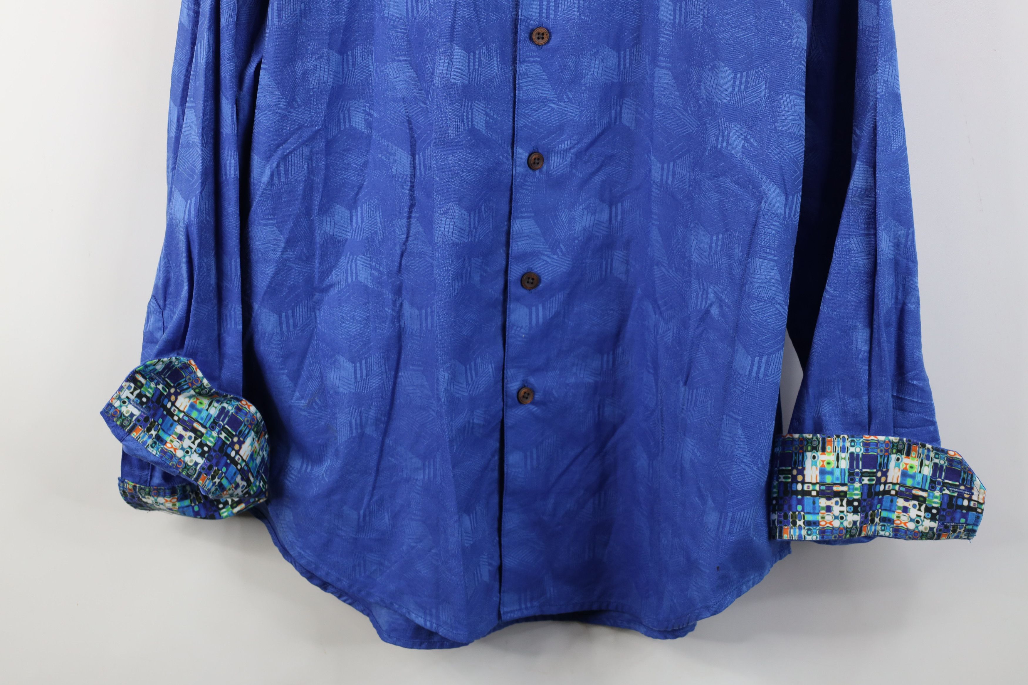 Robert Graham Robert Graham Geometric Flip Cuff Collared Button Shirt Blue Size US XL / EU 56 / 4 - 3 Thumbnail