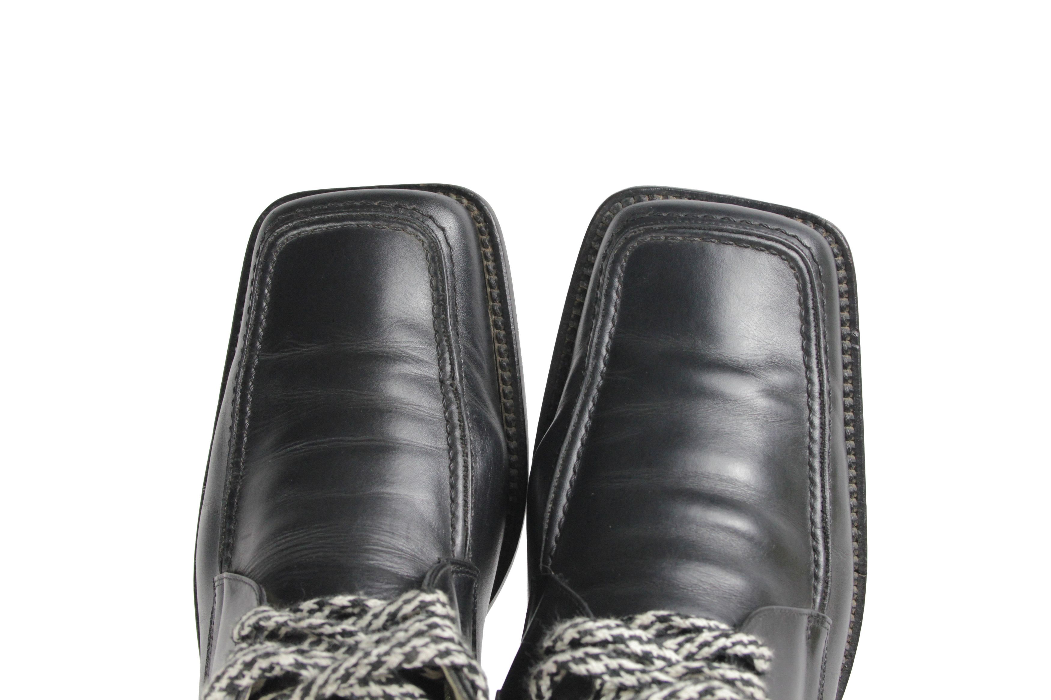Hugo Boss 00S Square Toe Avant Garde Y2K Boots Vintage Size US 10 / IT 40 - 7 Thumbnail