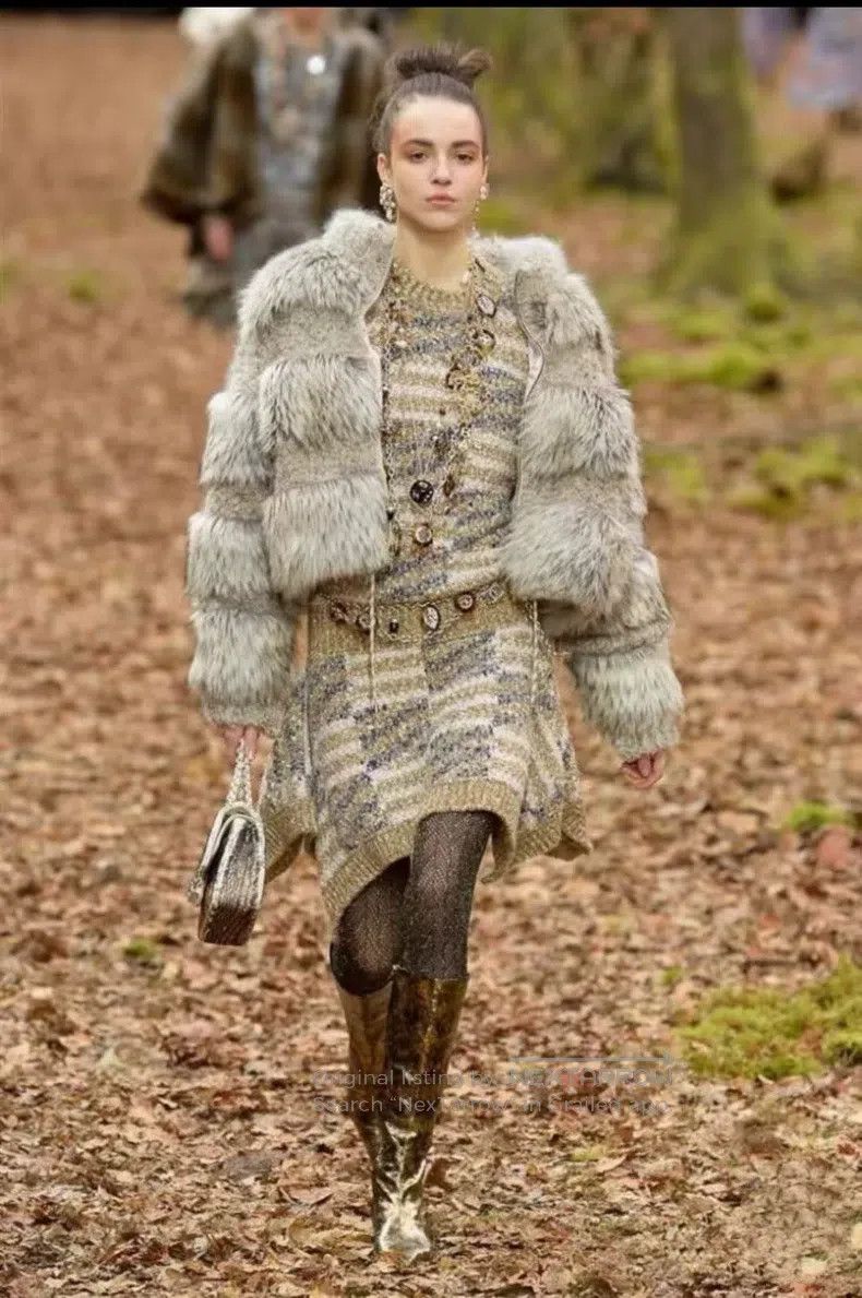 Chanel Chanel Forest series tweed irregular sweater dress Size XXS / US 00 / IT 34 - 9 Thumbnail