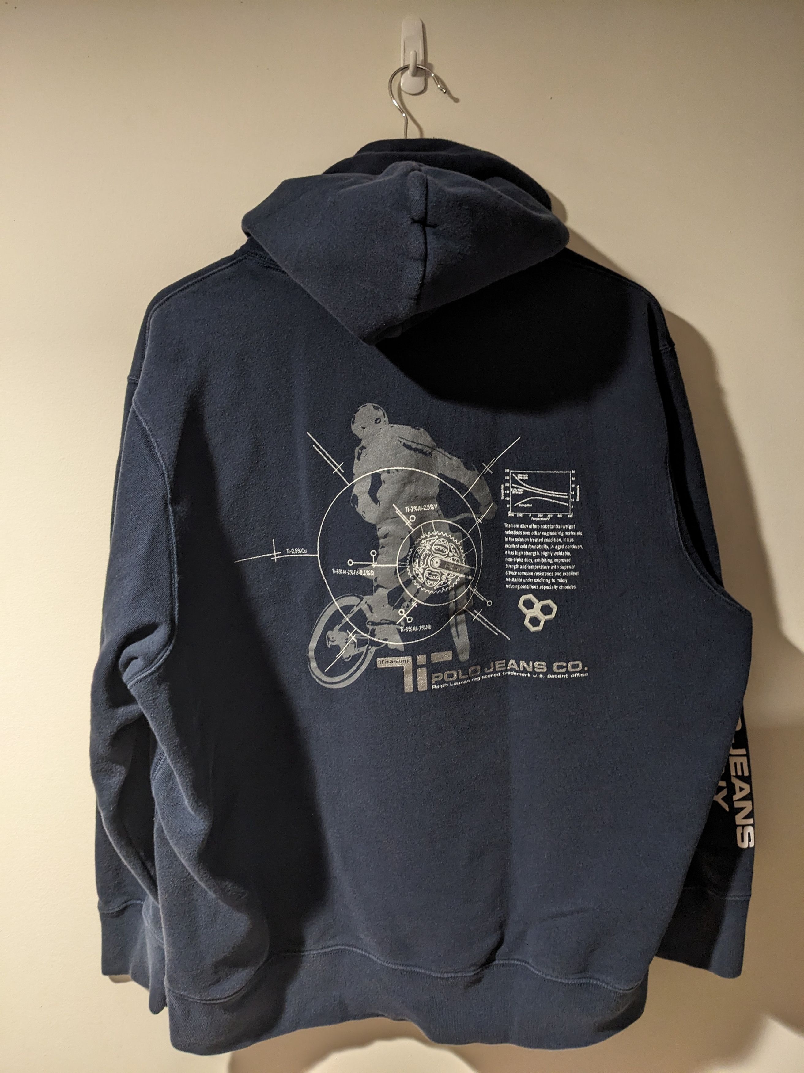 Polo Ralph Lauren × Vintage Vintage Y2K Polo Jeans Company Titanium Blue X-Large Hoodie Size US XL / EU 56 / 4 - 4 Thumbnail