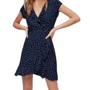 Aritzia Aritzia Sunday Best Wrap Dress Navy 6 Ruffle Feminine French Size M / US 6-8 / IT 42-44 - 1 Thumbnail