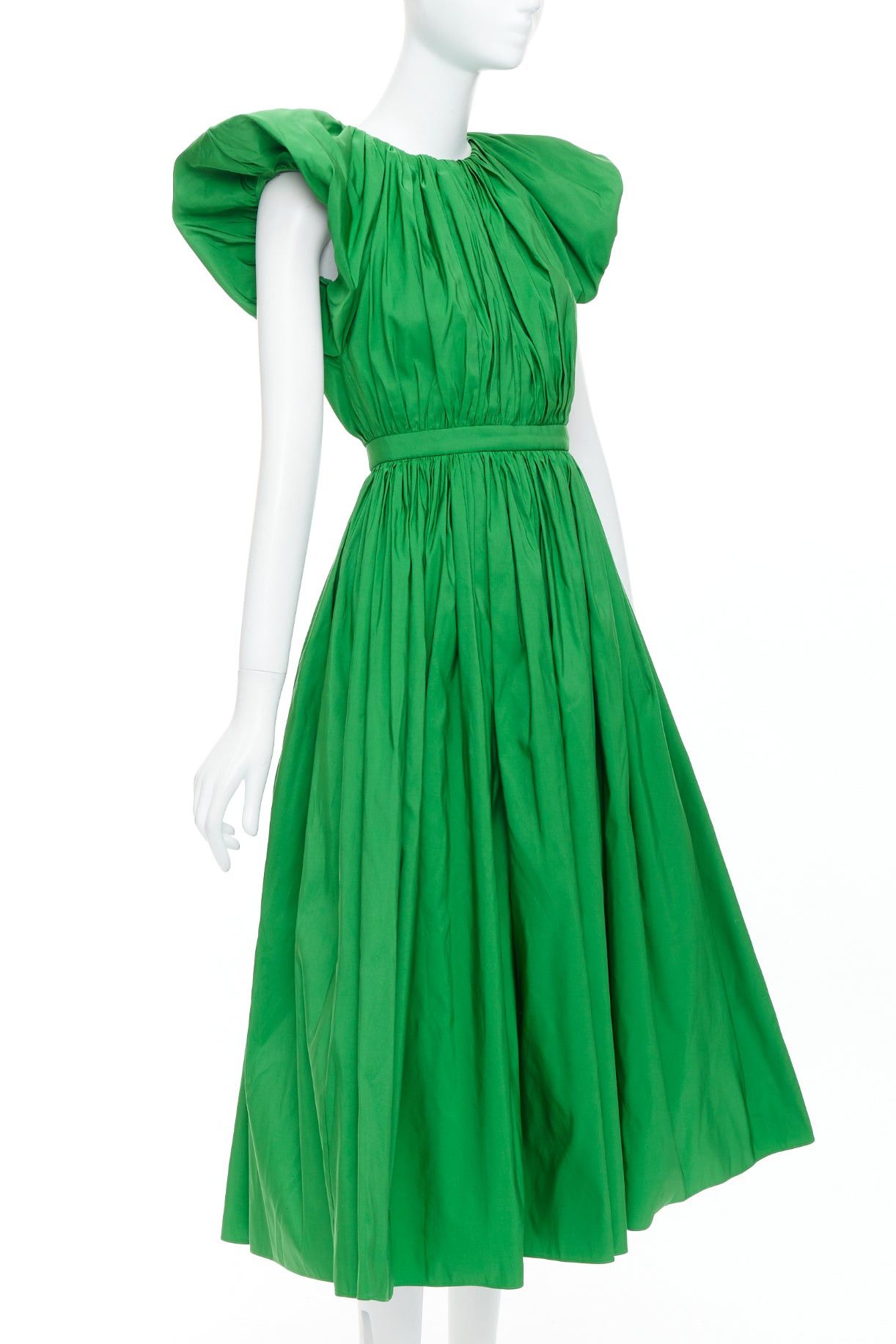 Alexander McQueen ALEXANDER MCQUEEN 2023 kelly green open back puff sleeve midi dress IT38 XS Size XS / US 0-2 / IT 36-38 - 1 Thumbnail