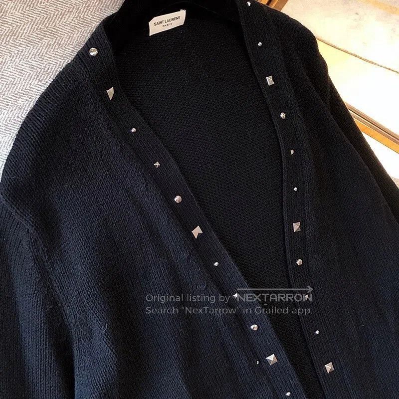 Saint Laurent Paris Saint Laurent Black Studded Knit Cardigan. Size XS / US 0-2 / IT 36-38 - 5 Thumbnail