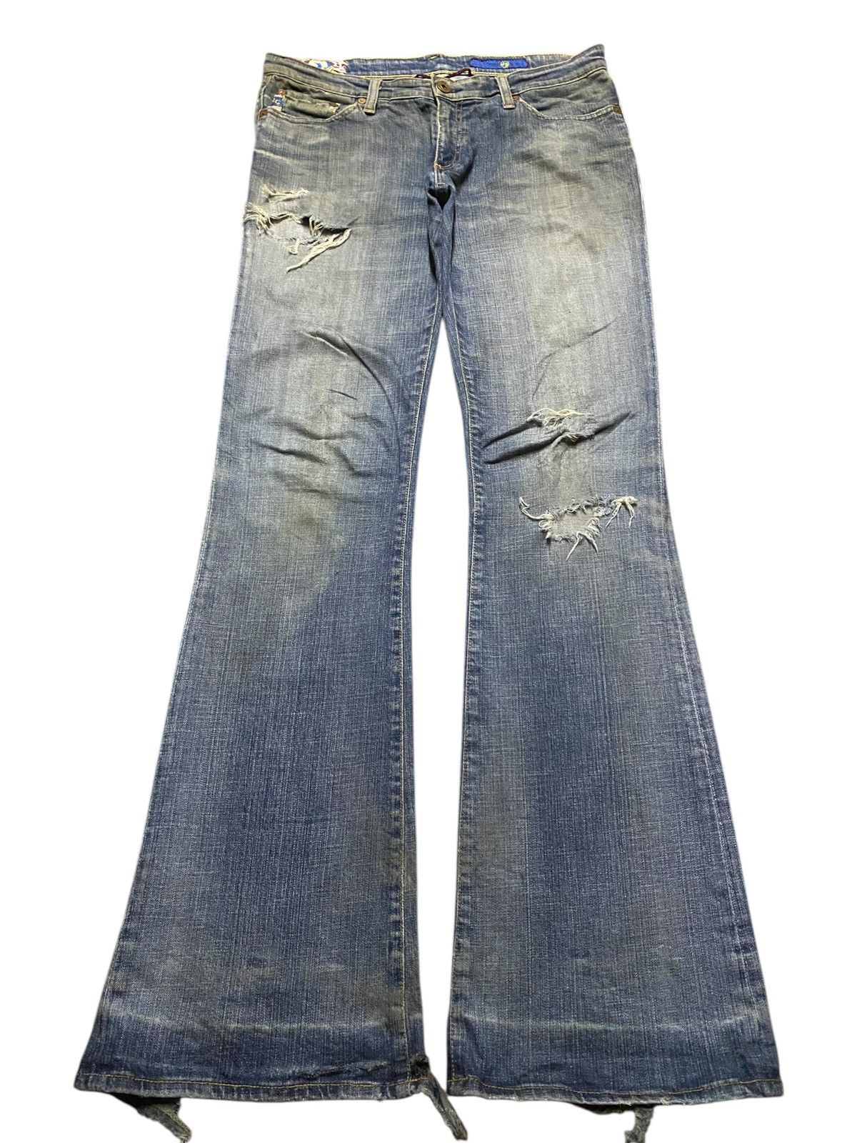 If Six Was Nine Rare Vintage Adriano Goldschmied Distressed Flare Jeans Size US 32 / EU 48 - 1 Thumbnail
