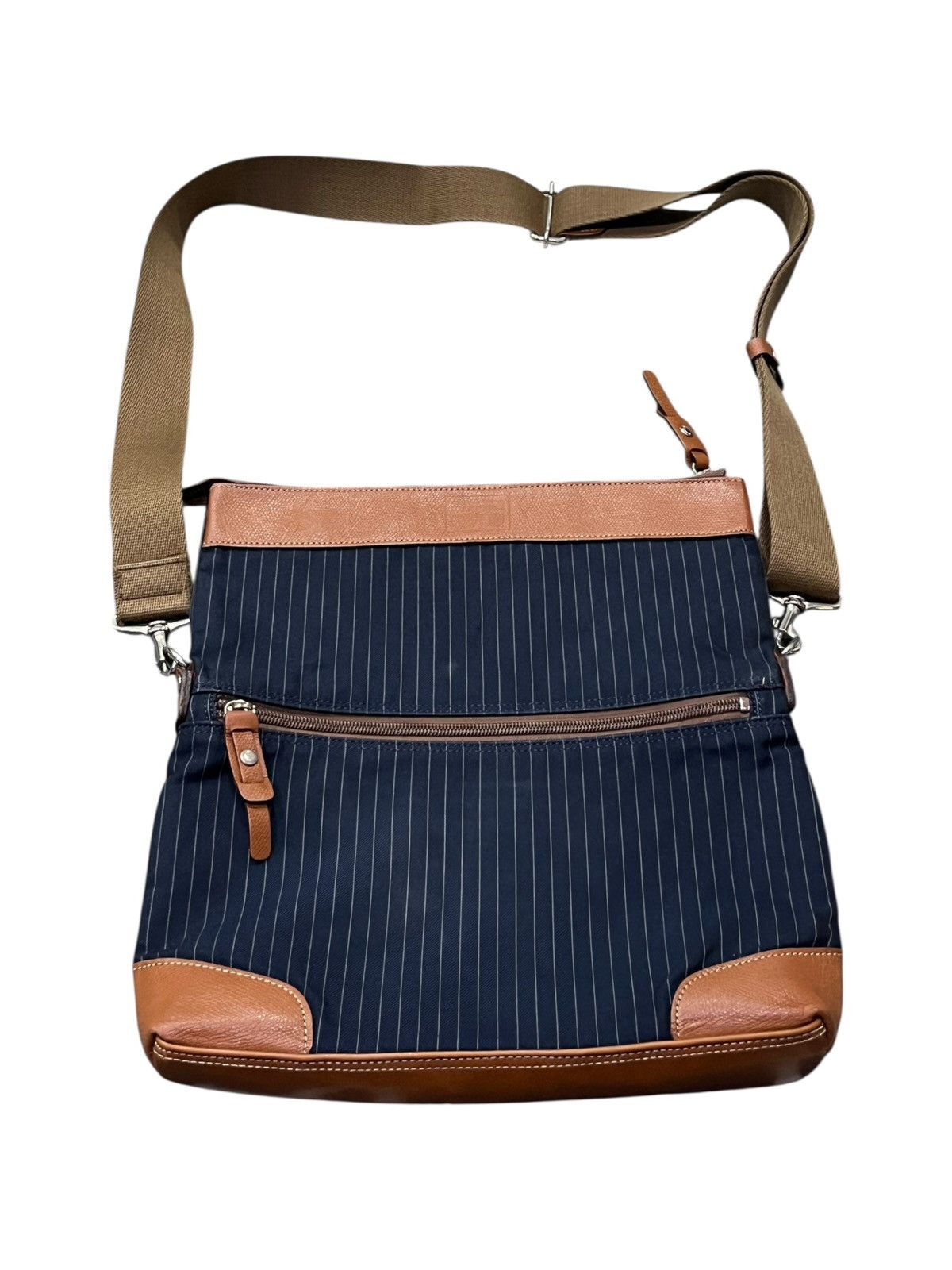 Takeo Kikuchi 🔥TAKEO KIKUCHI Made in Japan 2-Way Pinstripe Messenger Bag Size ONE SIZE - 8 Thumbnail