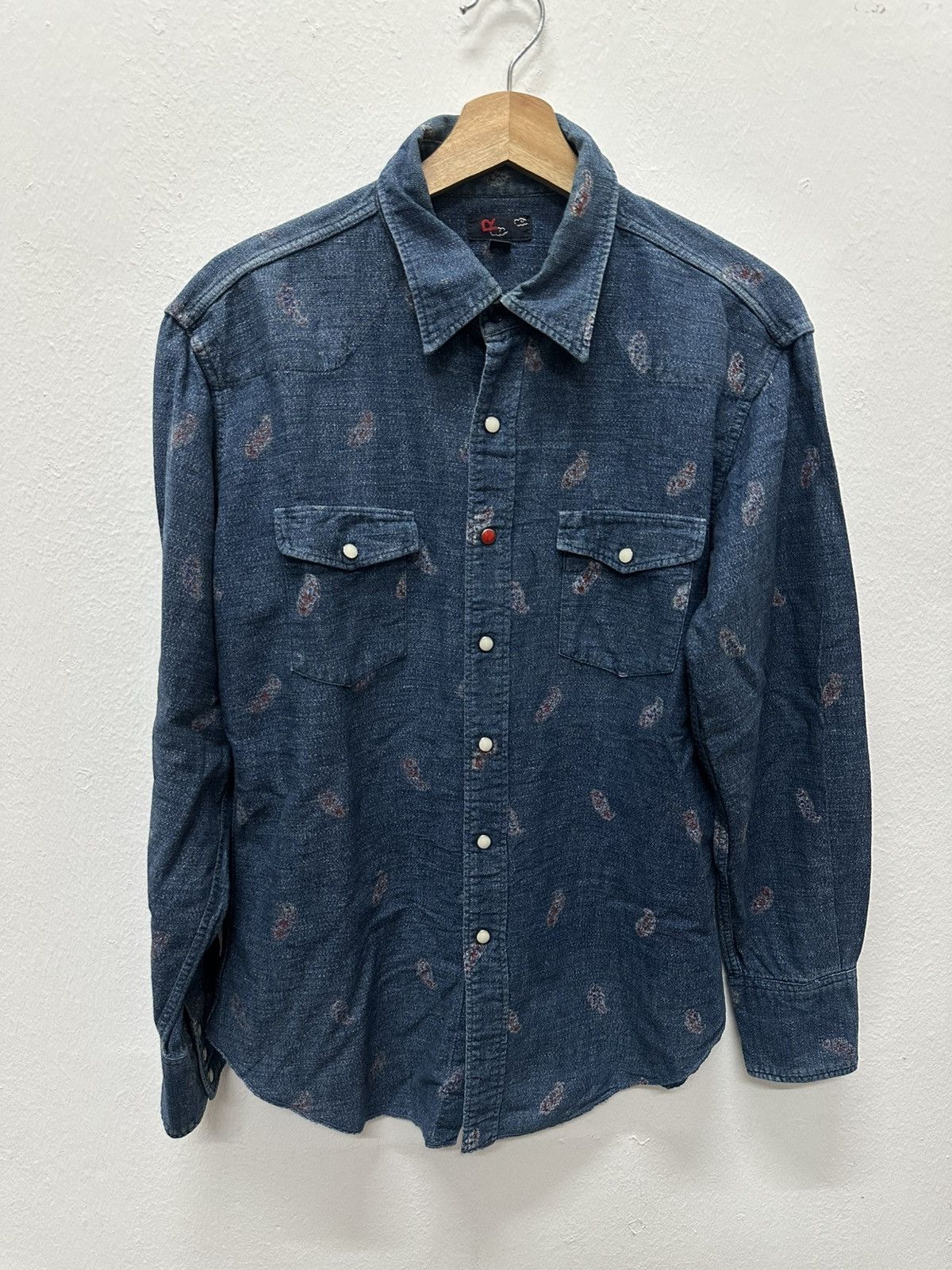 45rpm 45R/45RPM☆Indigo Dyed Paisley L/S Western Snap Button Size US M / EU 48-50 / 2 - 3 Thumbnail