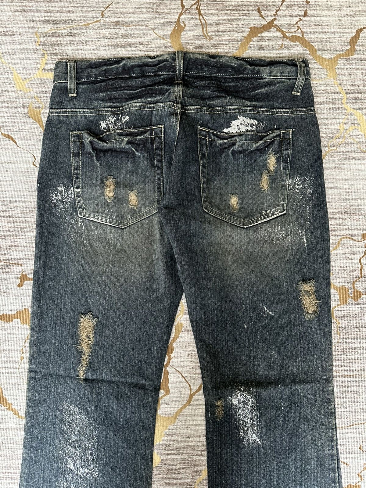 Japanese Brand FLARE Back Rush Splatter Distressed Denim Size US 32 / EU 48 - 10 Thumbnail