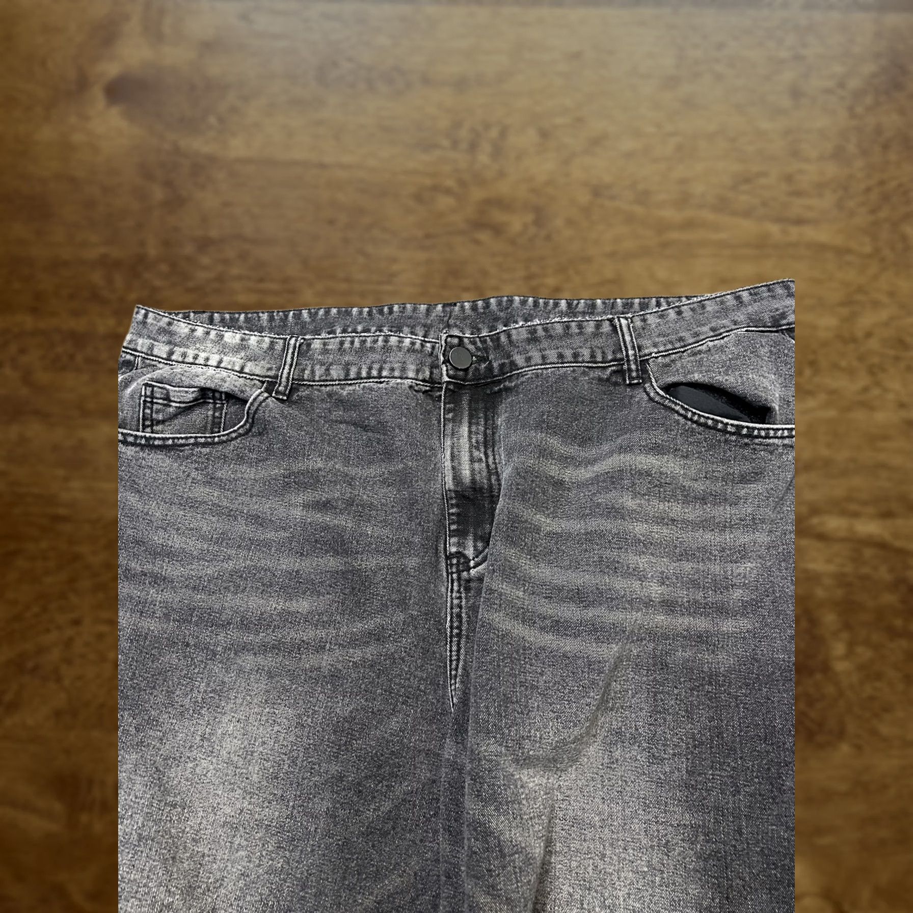 Denime VINTAGE MANFINITY Shorts Mens 4XL Gray Y2K Denim Bermuda Baggy Distressed Raw Hem Size US 39 - 1 Thumbnail