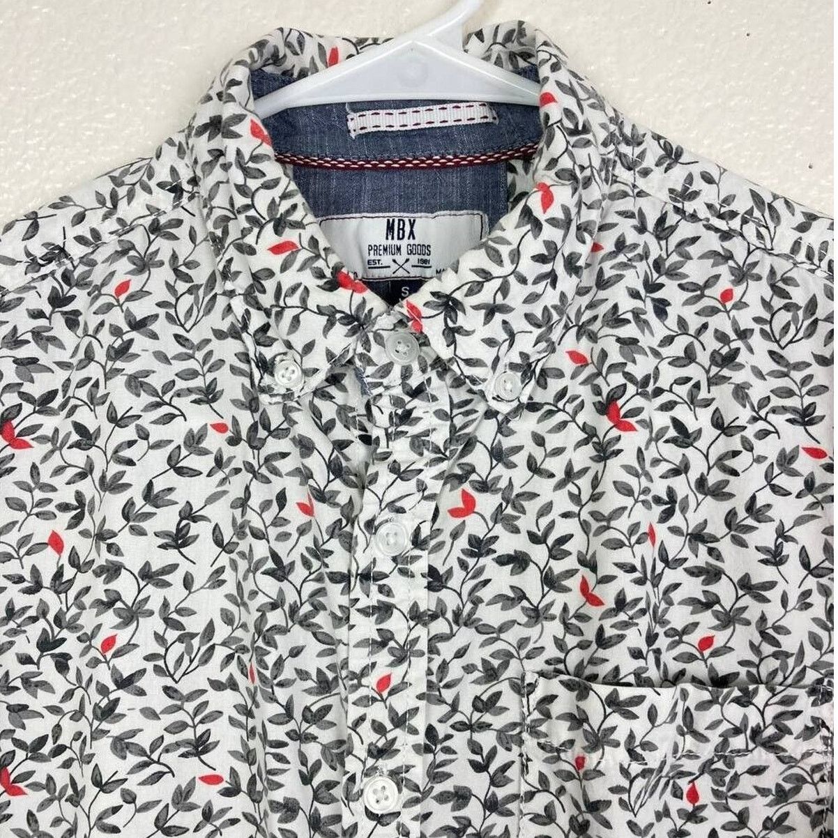 MBX Long Sleeve Button Down Shirt Mens Small Floral Leaf Print Size US S / EU 44-46 / 1 - 4 Thumbnail