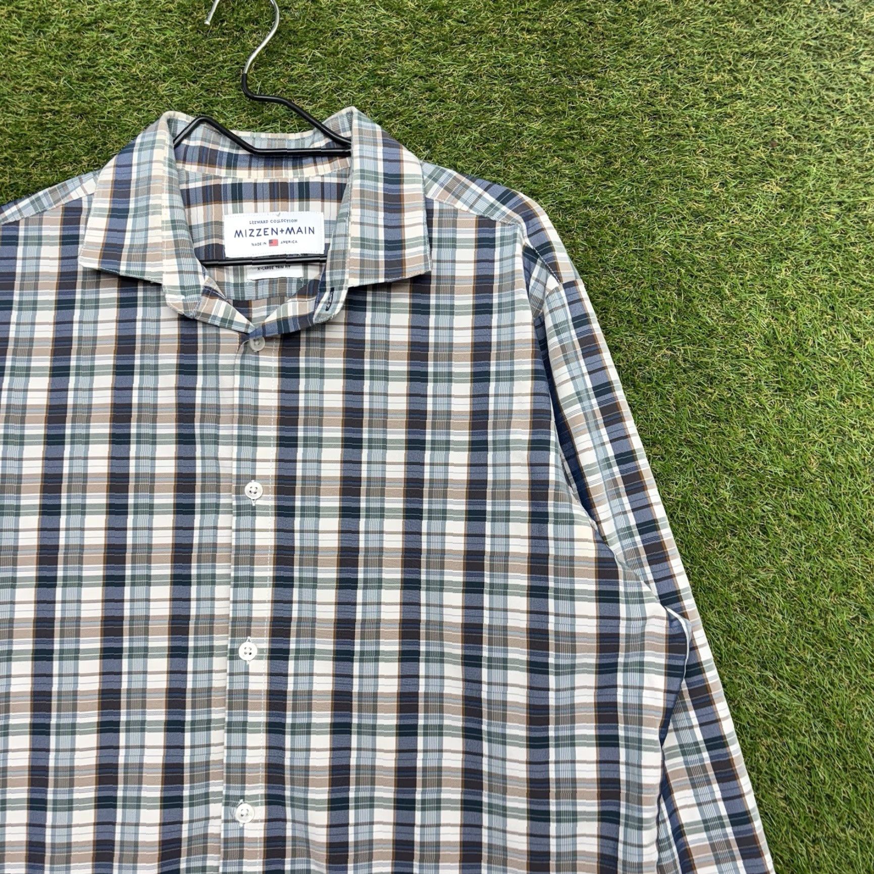 Mizzen+Main MIZZEN + MAIN Long Sleeve Button Shirt Mens XL Trim Fit Plaid Performance Tech Size US XL / EU 56 / 4 - 3 Thumbnail