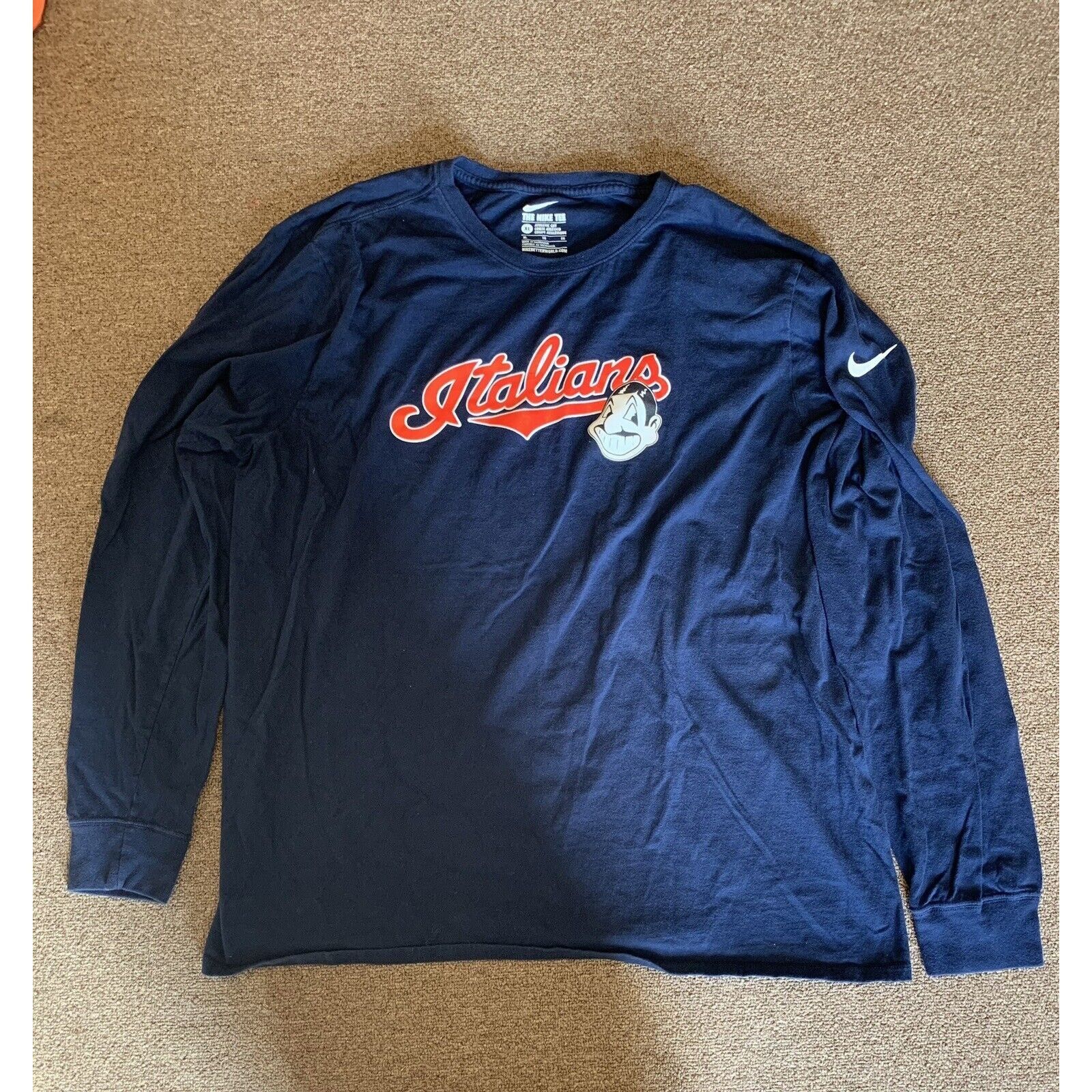 Nike Nike MLB Cleveland Indians “Italians” Chief Wahoo Men's XL Size US XL / EU 56 / 4 - 1 Thumbnail